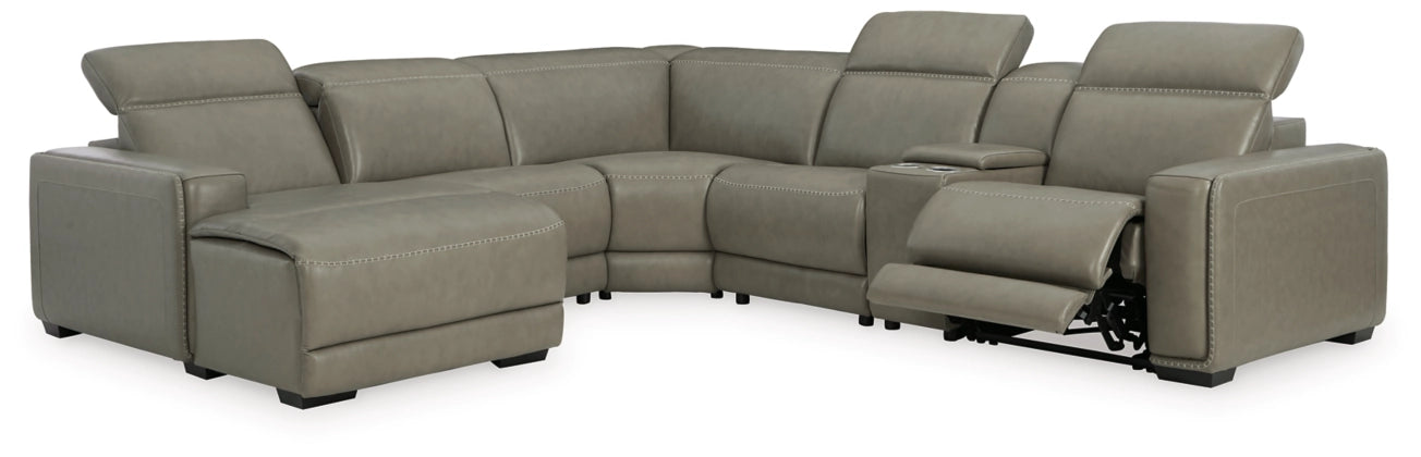 6-Piece Leather Reclining Sectional Sofa Set - Modern Comfortable Living Room Furniture for Home Theater & Family Gatherings