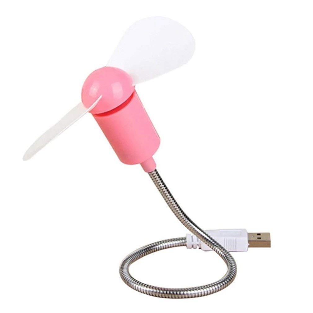 Mini USB Snake Fan - Silent Soft Leaf Bendable Computer Fan for Laptop & Desktop, Portable Cooling Fan for Office & Home Use (Pink)