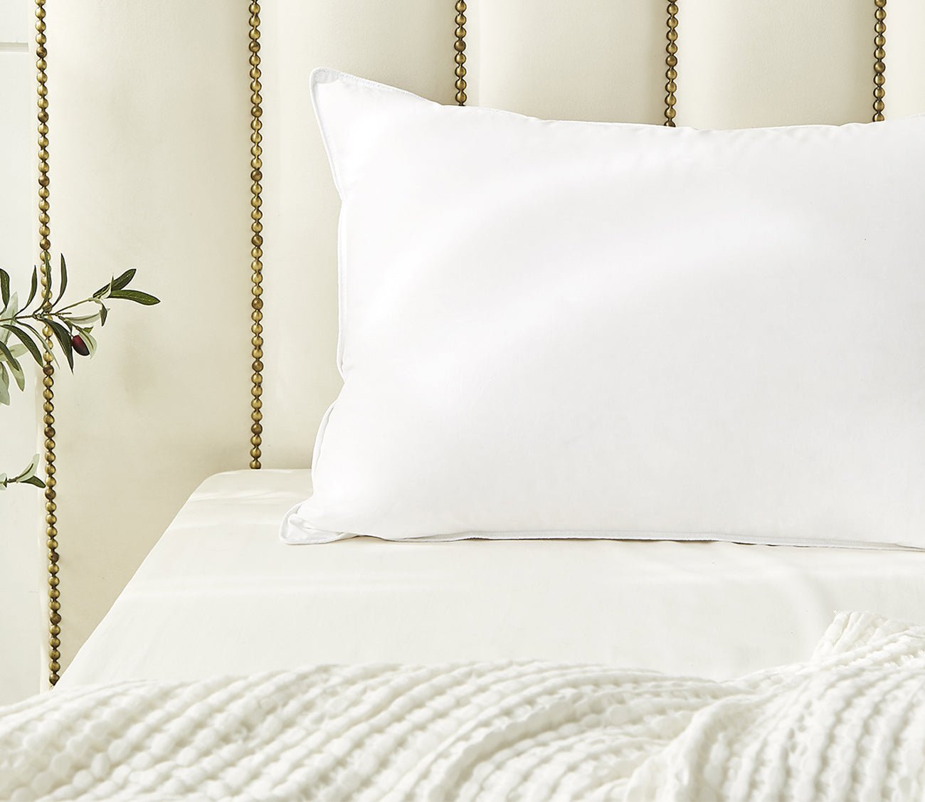 Organic Cotton Medium Firm White Down Pillow - Farm to Home, Hypoallergenic & Breathable for Side Sleepers, Back Sleepers & Stomach Sleepers - Perfect for Bedroom, Guest Room & Travel