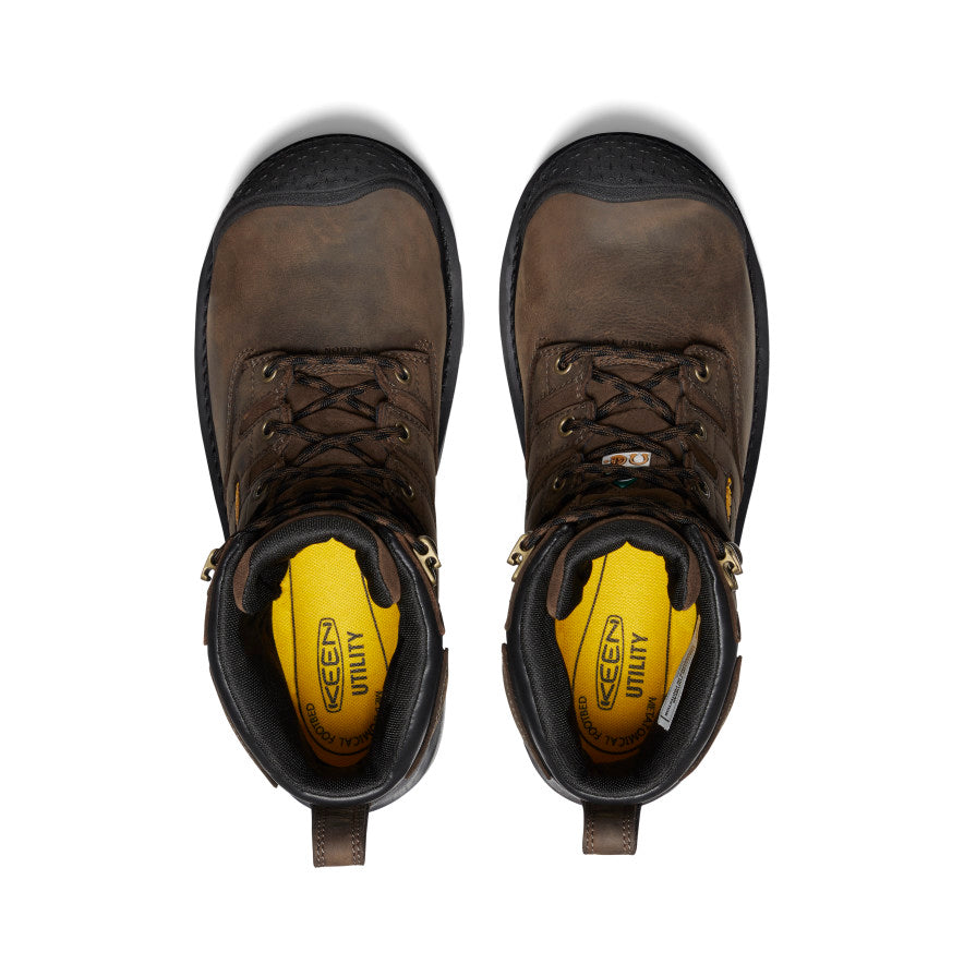 Men's CSA Approved Camden 6 Waterproof Work Boots with Carbon Toe - Dark Earth/Black | Slip Resistant Safety Shoes for Construction, Hiking & Outdoor Work