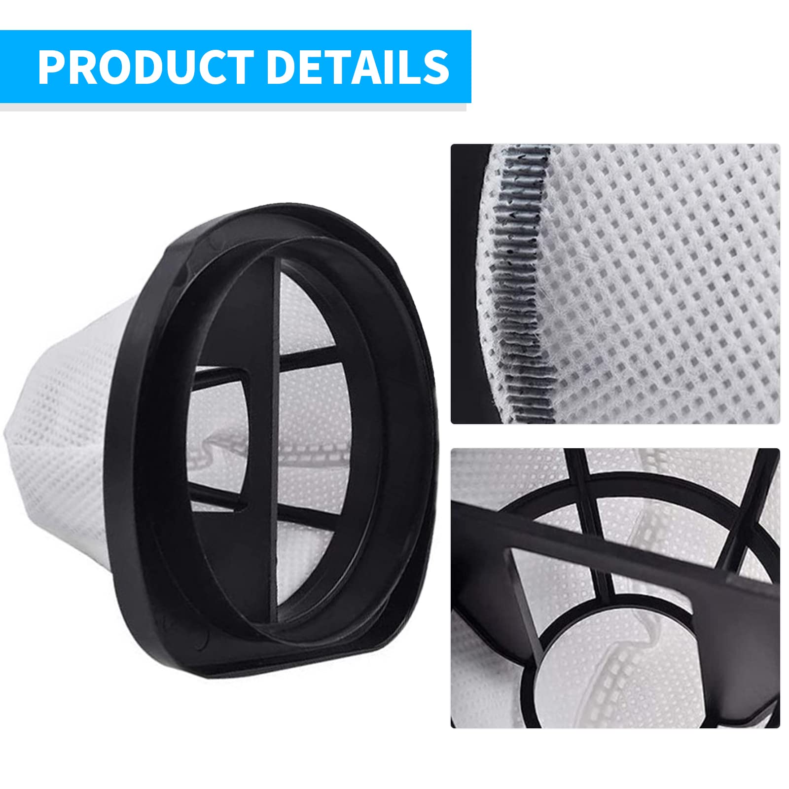 Bissell 203-7423 Replacement Vacuum Filters (4-Pack) - Compatible with Bissell 3-in-1 Stick Lightweight Vacuum Cleaner - Perfect for Pet Hair, Dust, and Allergen Removal in Home Cleaning