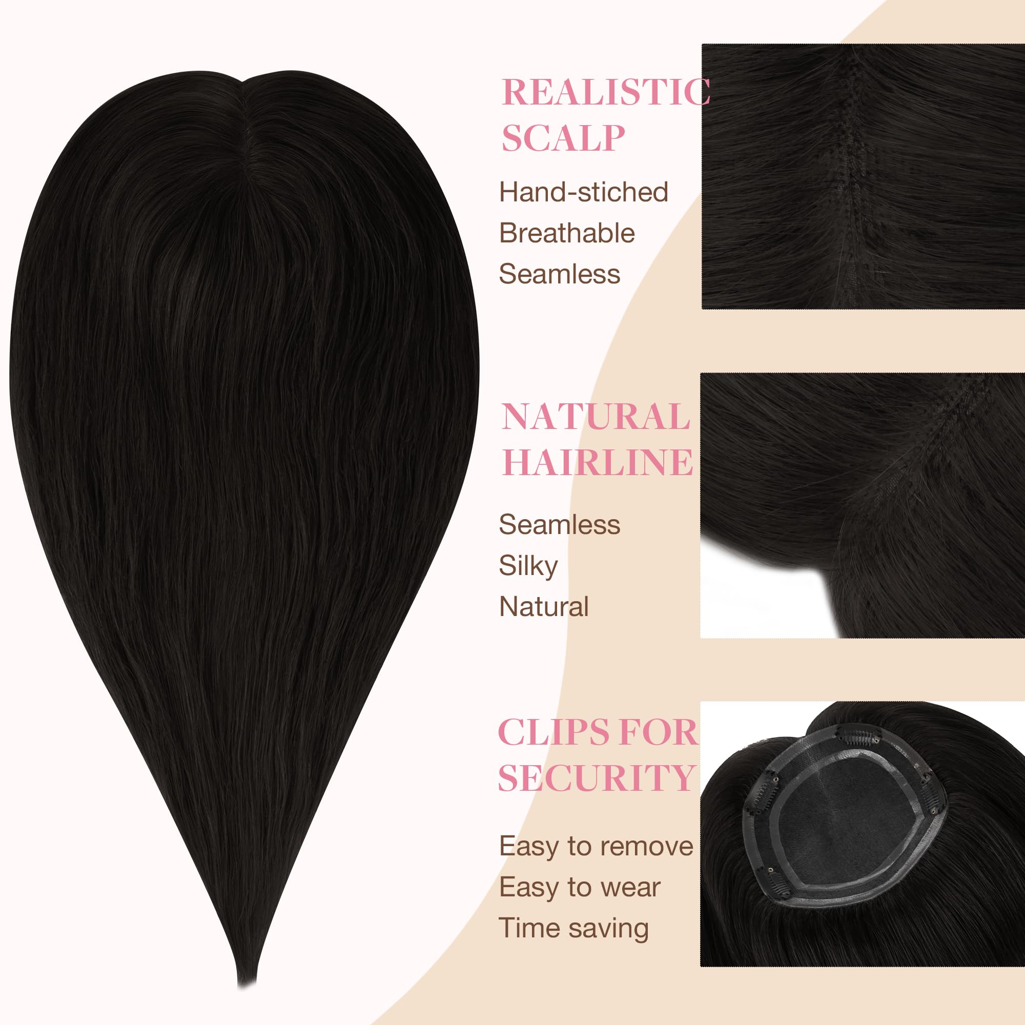 GOO GOO Human Hair Toppers for Women - 16