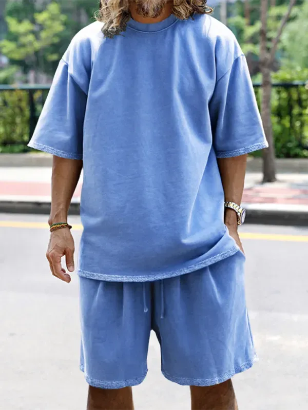 Comfortable Casual Solid Color Shorts Two-Piece Set - Perfect for Summer Outings, Beach Trips, and Lounge Wear