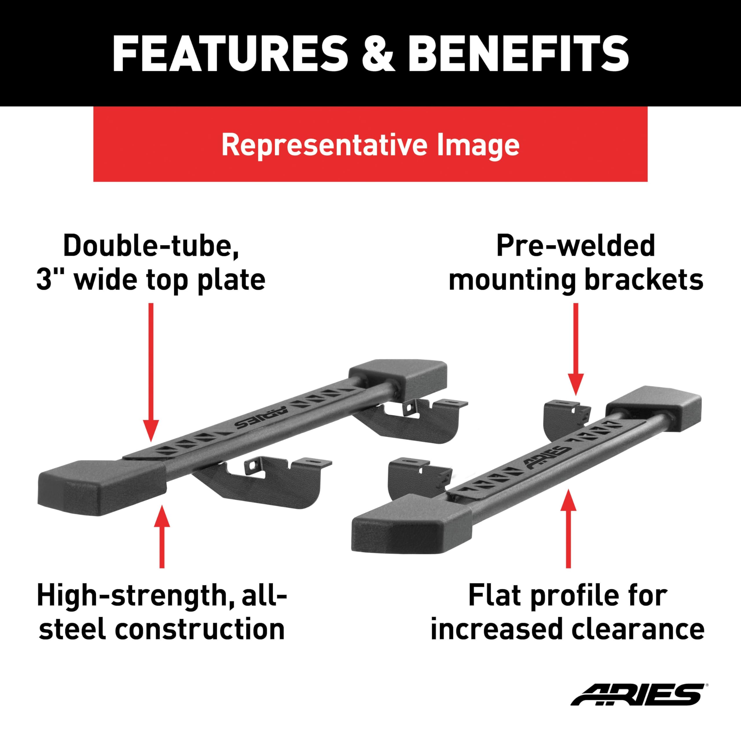 ARIES 2074100 Black Steel Rocker Step Guard Running Boards for Jeep Wrangler JK - Heavy Duty Side Steps for Easy Entry & Off-Road Protection