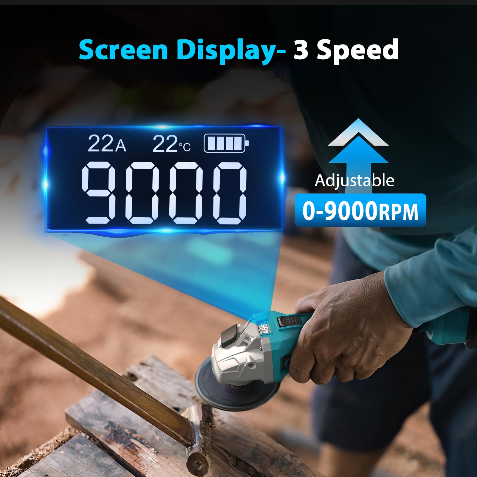 21V Cordless Angle Grinder with 2X4.0AH Batteries & Fast Charger - 9000 RPM Brushless Motor, 4-1/2'' Cutting Wheels & Flap Disc - Metal Cutting, Grinding & Polishing Tool for DIY Projects, Construction & Metalworking