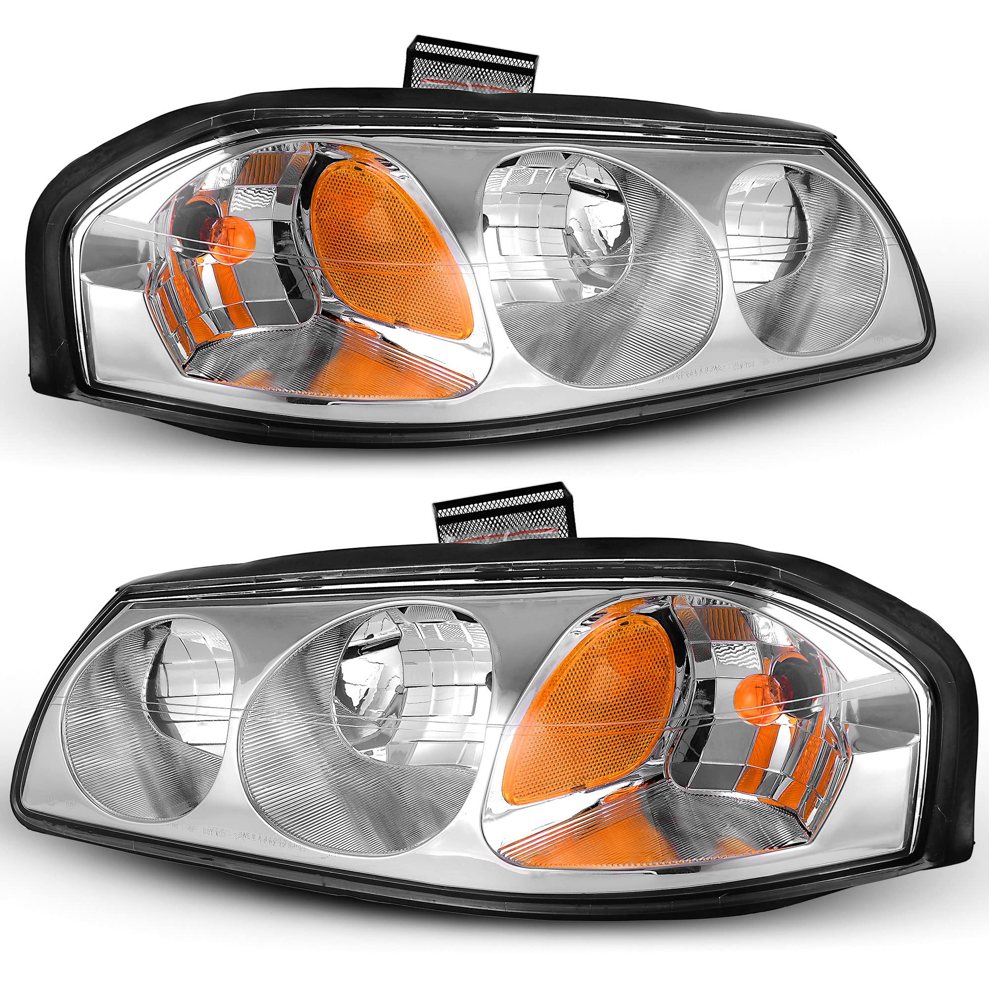 oEdRo Headlight Assembly Replacement for 2000-2005 Chevy Impala - Chrome Housing, Clear Lens with Amber Reflector - Perfect for Night Driving & Vehicle Restoration Projects