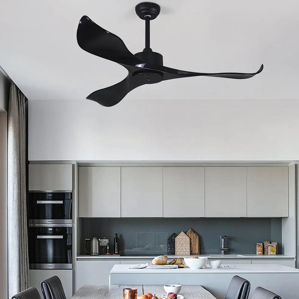 Modern Black Ceiling Fan with Light - Energy Efficient Kitchen Fan for Home & Dining Room - Perfect for Cooking, Entertaining & Relaxing