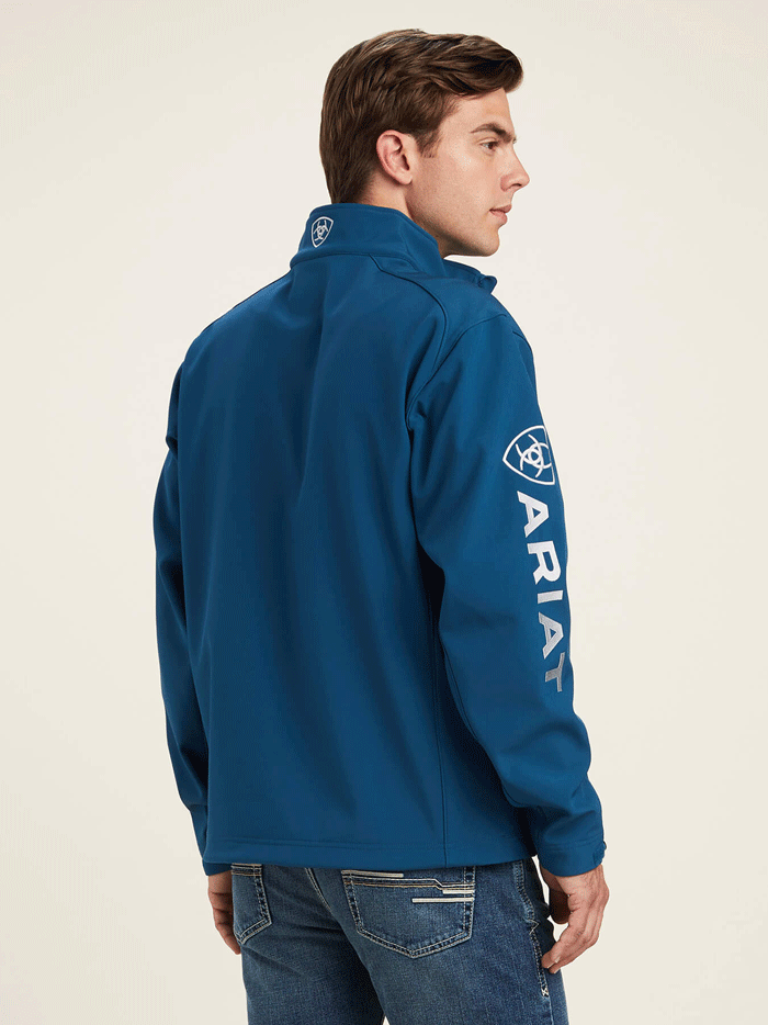 Ariat Men's Logo 2.0 Softshell Jacket - Majolica Blue - Waterproof Windbreaker for Outdoor Work, Hiking & Casual Wear