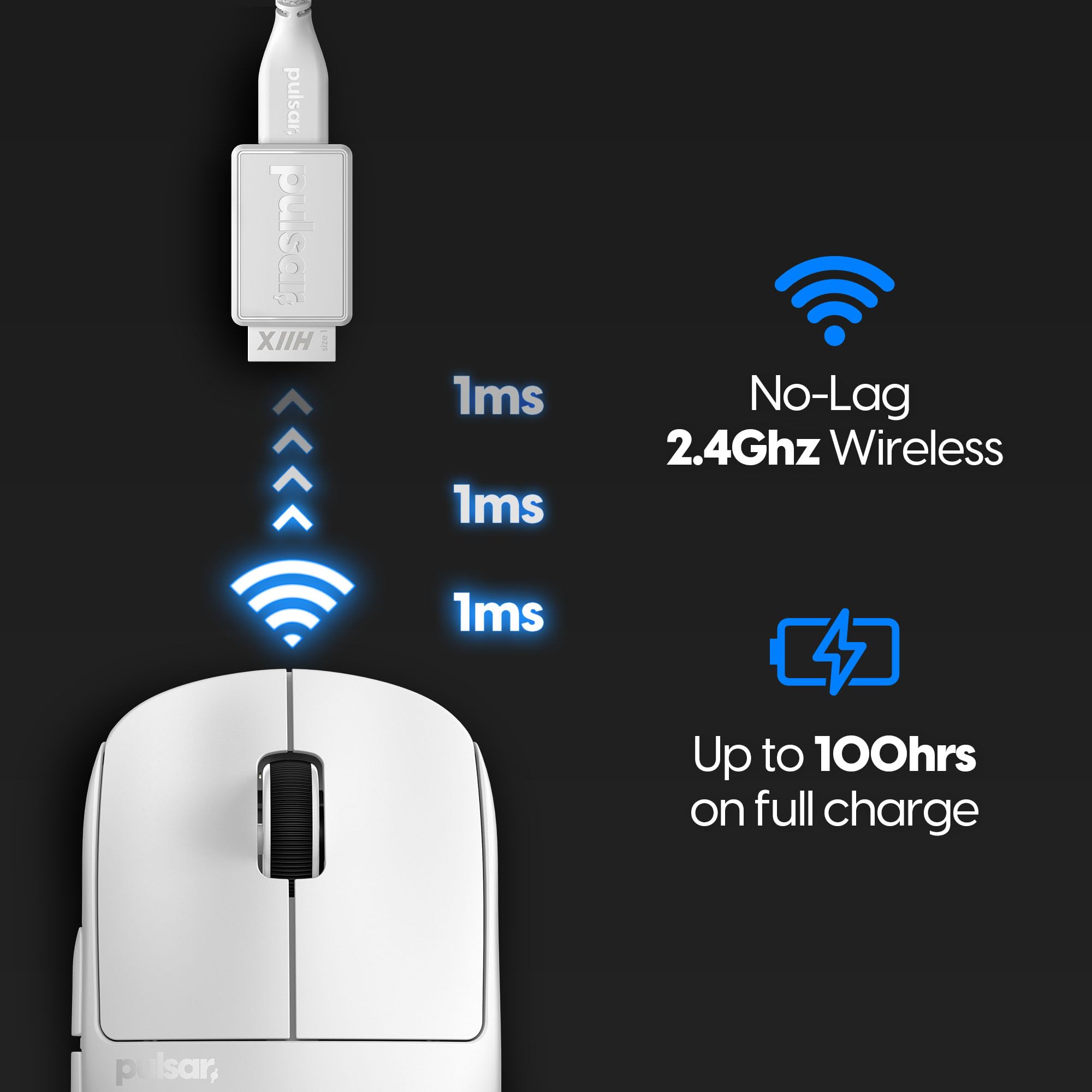 Pulsar X2H Mini Wireless Gaming Mouse - Ultra Lightweight 52g Symmetrical Design, Optical Switches, 26000 DPI PAW3395 Sensor, 2.4Ghz 1ms Response - Perfect for FPS, MOBA & Esports Gaming (White)