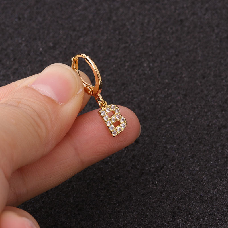 18K Gold Alphabet Initial Dangle Earrings - Small Hoop Letter Earrings for Women | Personalized Name Jewelry Gift | Perfect for Everyday Wear, Date Nights & Special Occasions