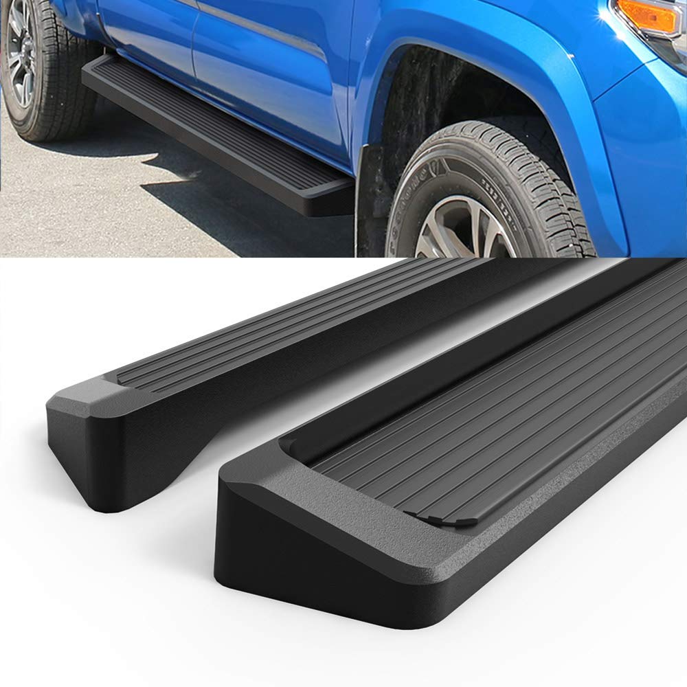 APS Black Running Boards for Toyota Tacoma 2005-2023 Double Crew Cab - Heavy Duty Nerf Bars Side Steps with Non-Slip Surface | Perfect for Off-Road Adventures & Daily Use