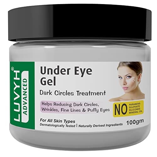 Luvyh Under Eye Gel for Dark Circles & Puffiness - Brightening Eye Treatment for Men & Women - 100g - Reduce Eye Bags & Refresh Tired Eyes - Perfect for Morning Routine & Travel Skincare