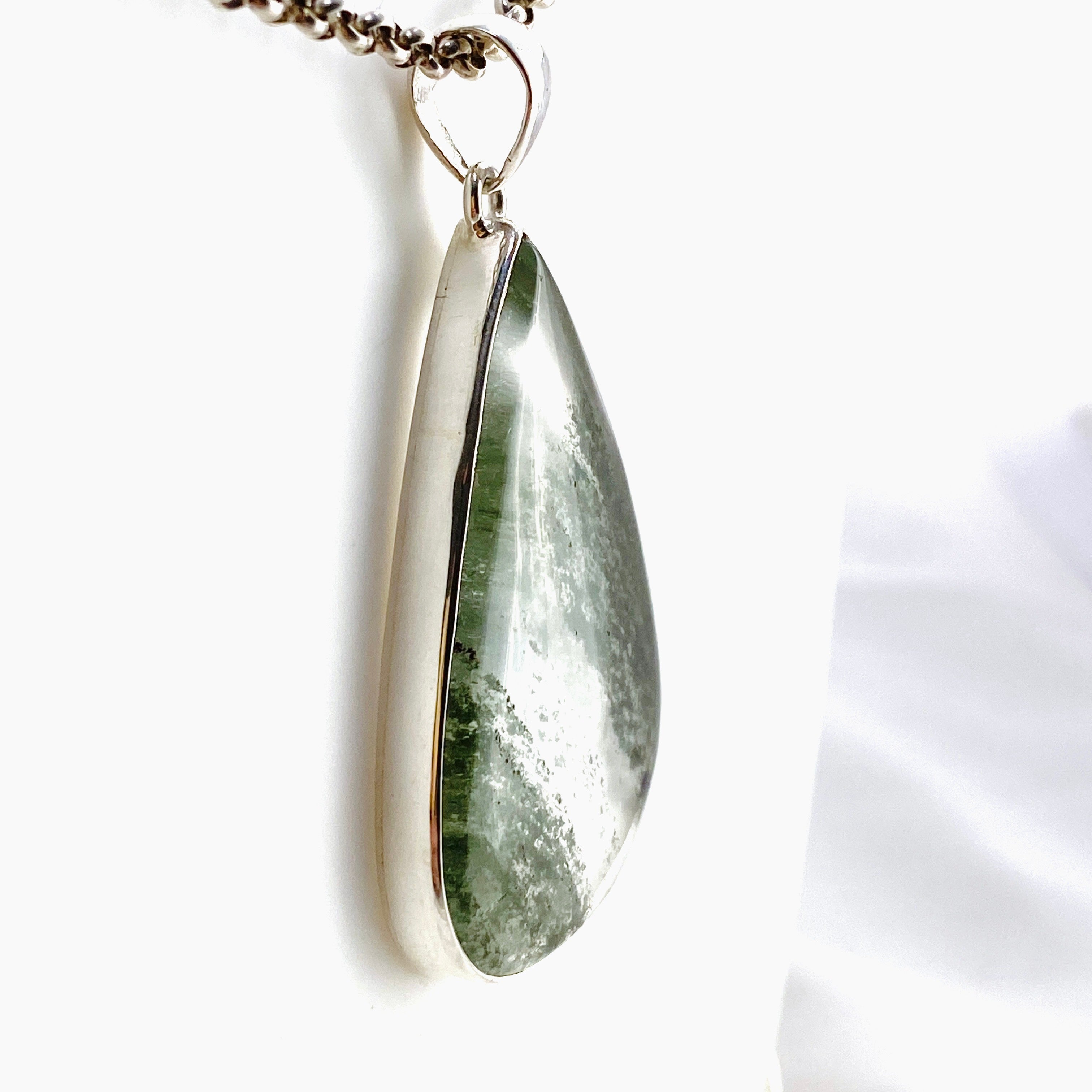 Lodolite Garden Quartz Teardrop Cabochon Pendant KPGJ4723 - Healing Crystal Jewelry for Meditation, Energy Work & Spiritual Gifts