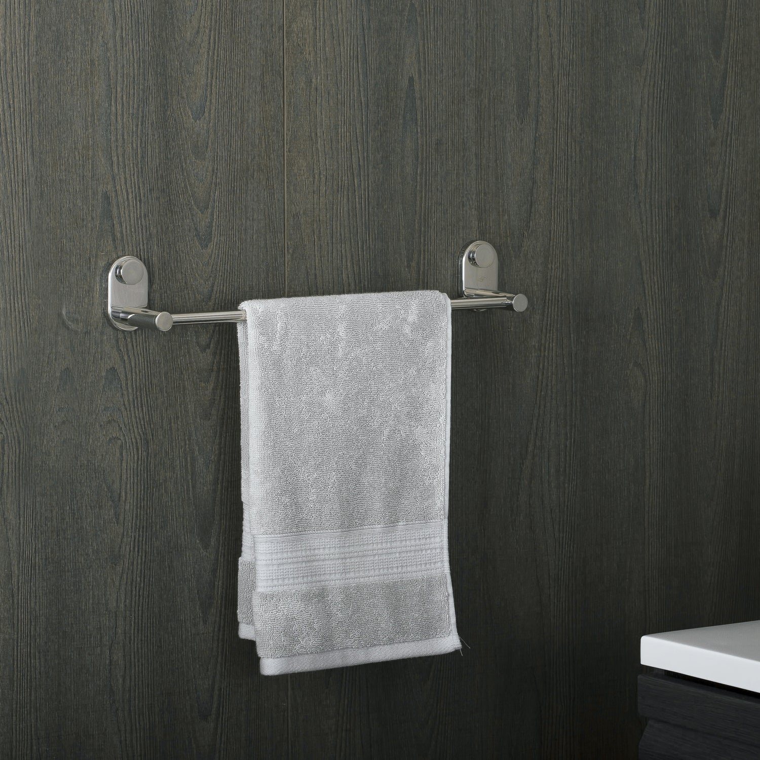 DAX G0203 S 18 Stainless Steel Towel Bar - 18 Inch Wall Mounted Bathroom Towel Rack with Satin Finish (2 3/4 x 3 1/8 Inches) - Perfect for Bathrooms, Kitchens, and Laundry Rooms