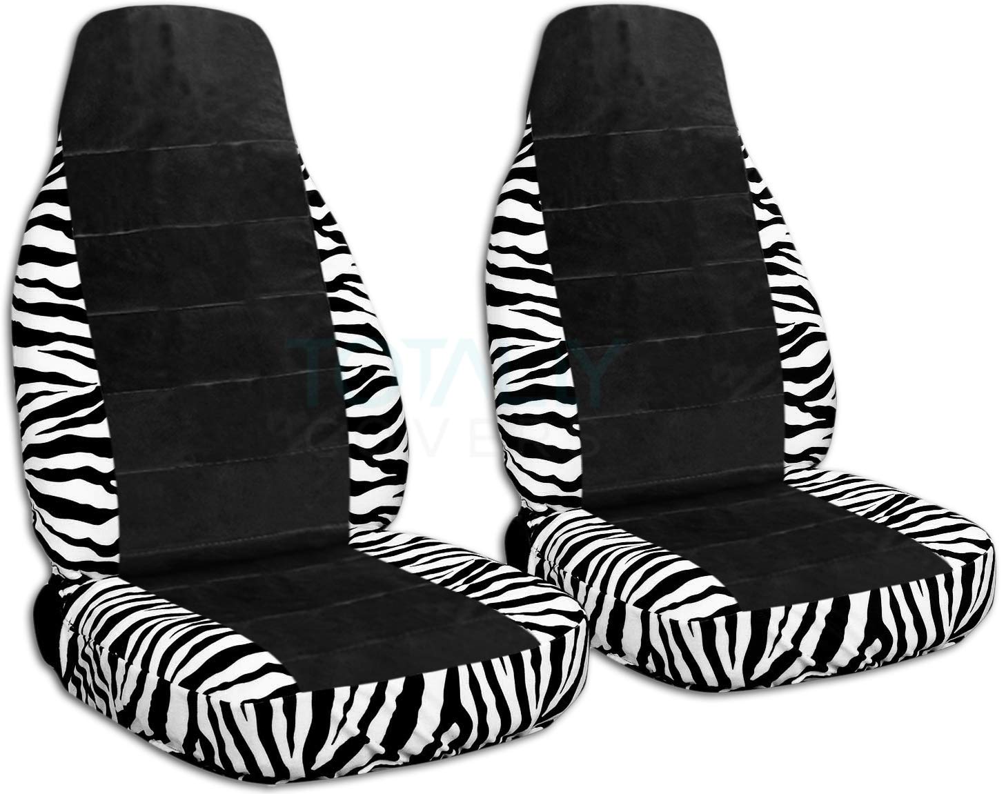 Universal Fit Zebra Print Car Seat Covers - Animal & Black Design for Front Bucket Seats | Airbag, Seat Belt & Armrest Compatible | Perfect for SUVs, Trucks & Daily Commuting (30 Pattern Options)