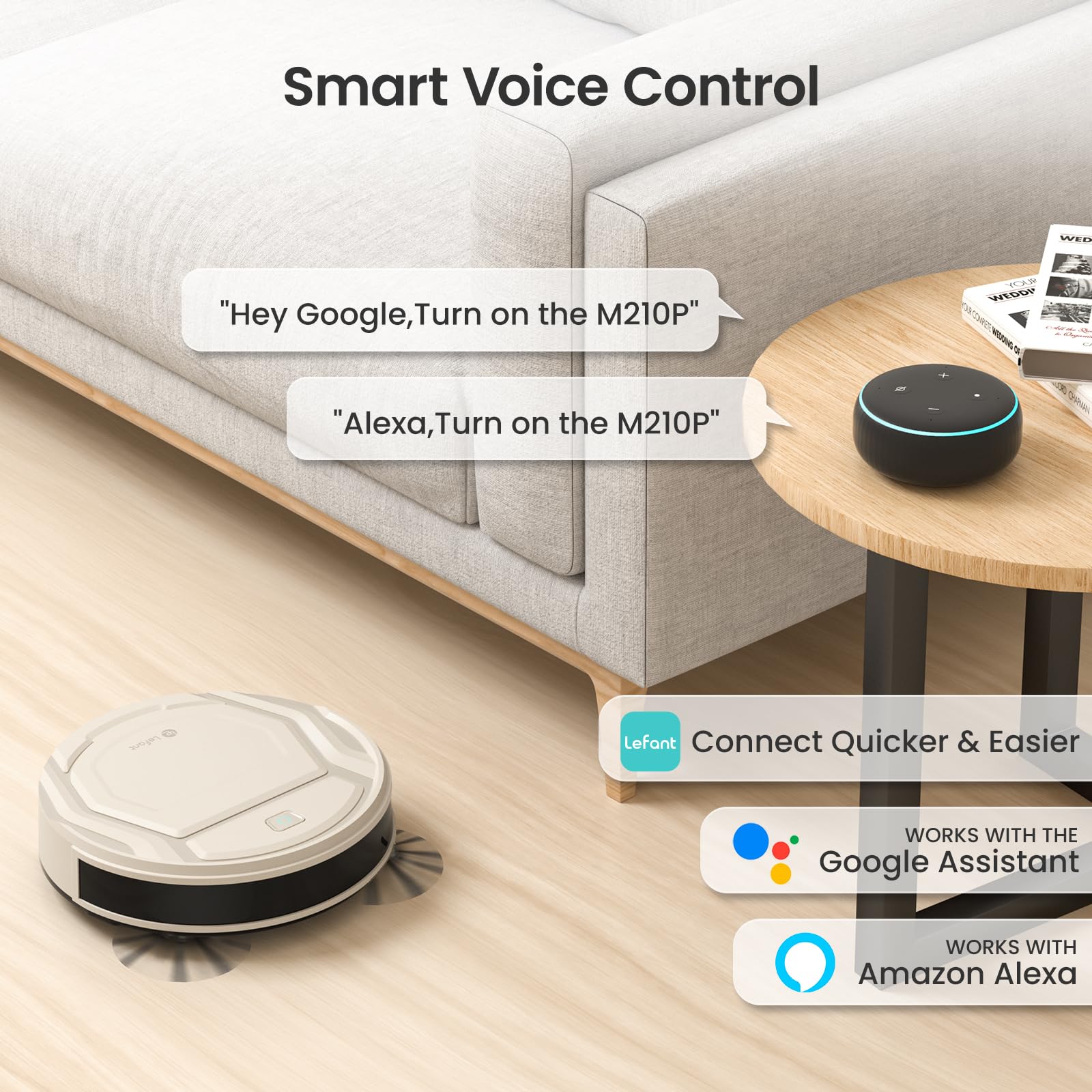 Lefant M210 Pro Robot Vacuum Cleaner - 2200Pa Strong Suction, Tangle-Free, Slim & Quiet Design, Self-Charging, Wi-Fi/APP & Alexa Compatible - Perfect for Pet Hair, Hardwood Floors, Carpets - Ideal for Home, Office, and Pet Owners