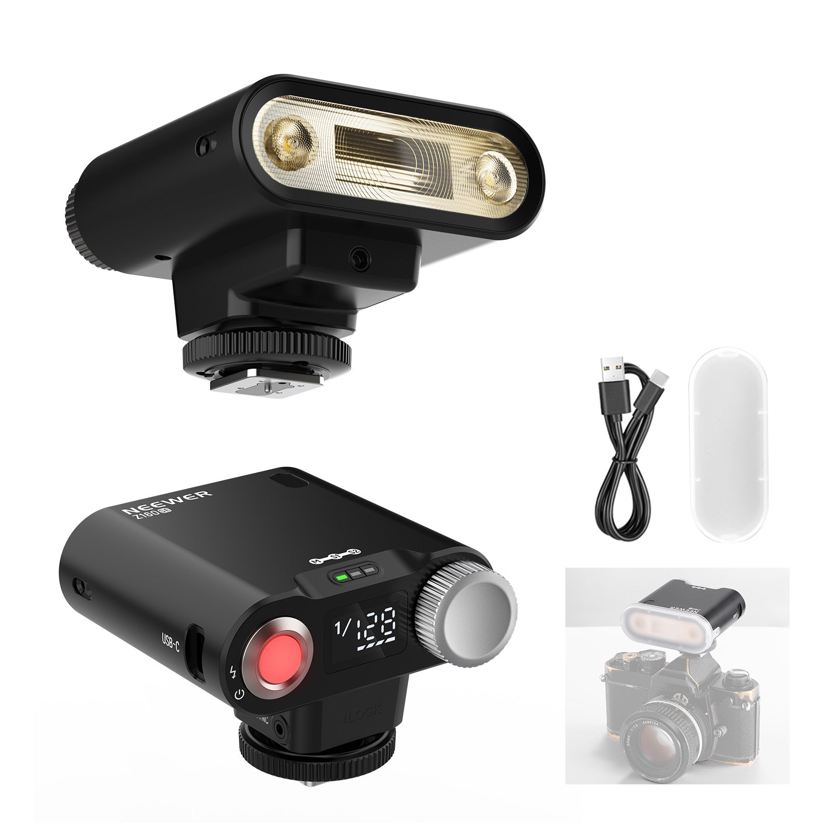 NEEWER Z160 SE Camera Flash with M/S1/S2 Modes, 1200mAh Rechargeable Battery - Perfect for DSLR, Mirrorless Photography & Studio Lighting