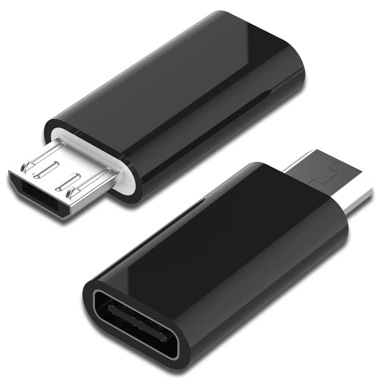 USB C Female to Micro USB Male Adapter (2-Pack) - Fast Charging Micro USB to Type C Converter - Compatible with Samsung Galaxy, Nexus, LG, Kindle, Xbox & PS4 - Black - Perfect for Travel, Office & Home Charging Stations