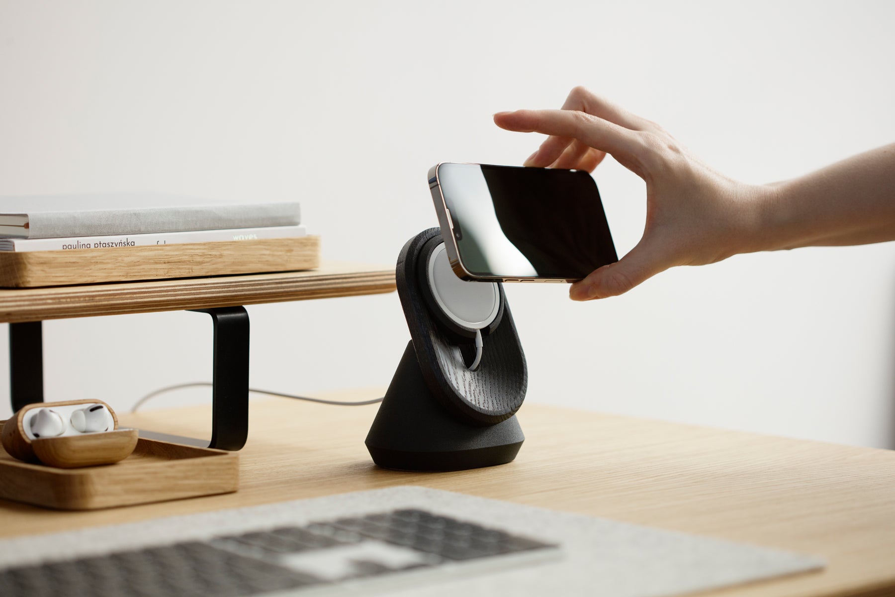 Magnetic MagSafe iPhone Stand Holder - Wireless Charging Dock for iPhone 12/13/14/15 Pro/Max - Perfect for Home, Office & Car Use