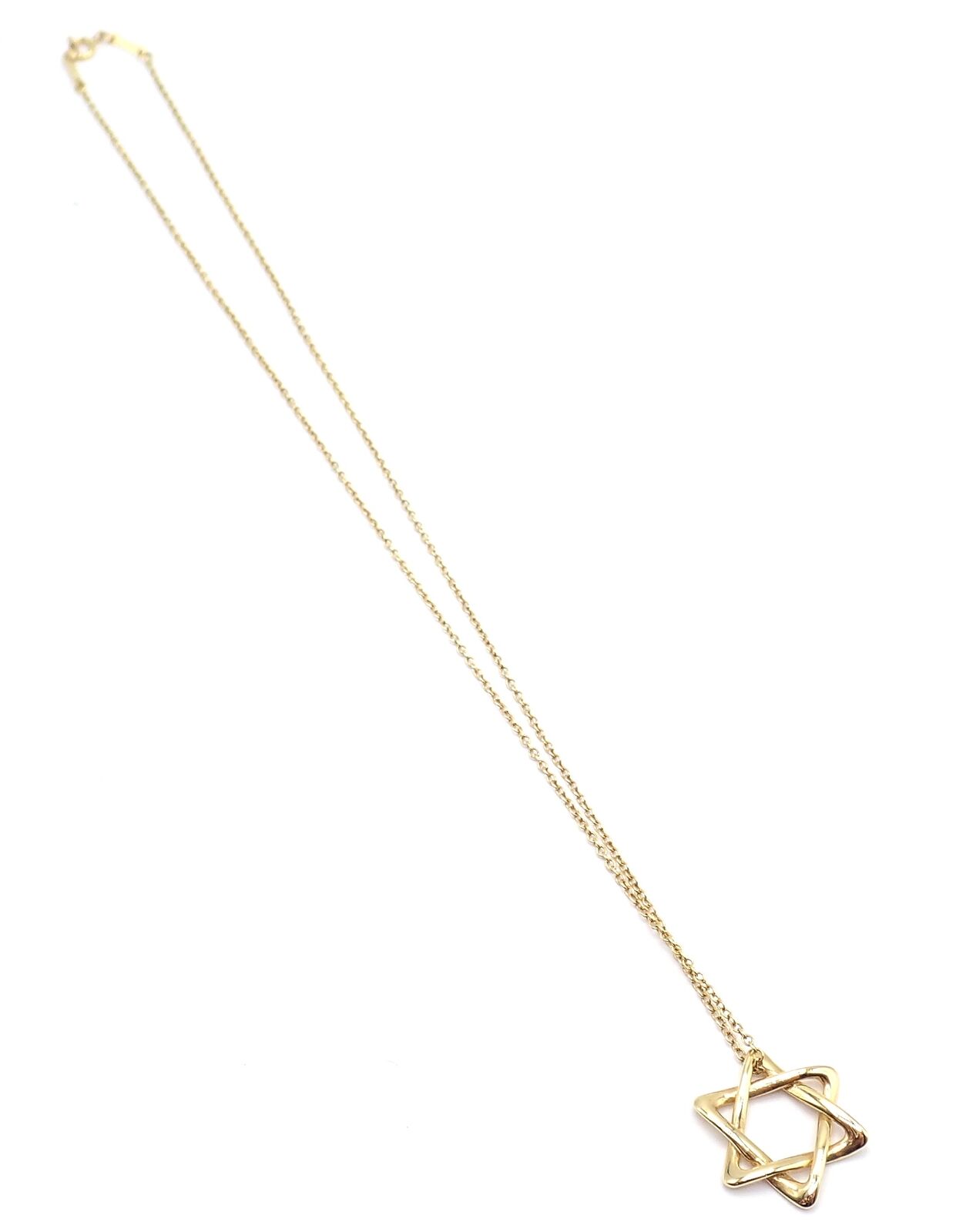 Authentic Tiffany & Co Peretti 18k Yellow Gold Star of David Pendant Necklace - Elegant Jewish Jewelry Gift for Women, Perfect for Hanukkah, Bar Mitzvah & Special Occasions