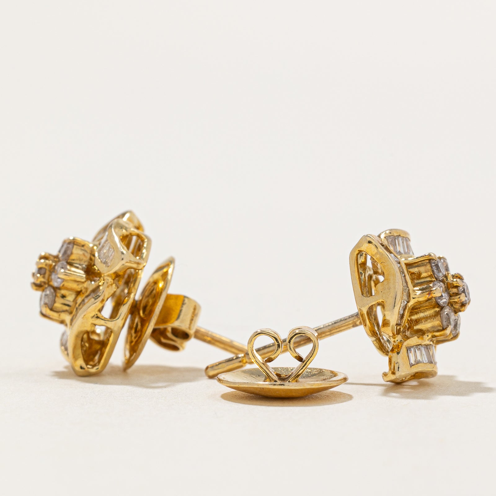 14K Gold Diamond Cluster Stud Earrings - 0.62ctw Total Weight | Elegant Everyday Jewelry for Women, Perfect for Work, Parties & Special Occasions