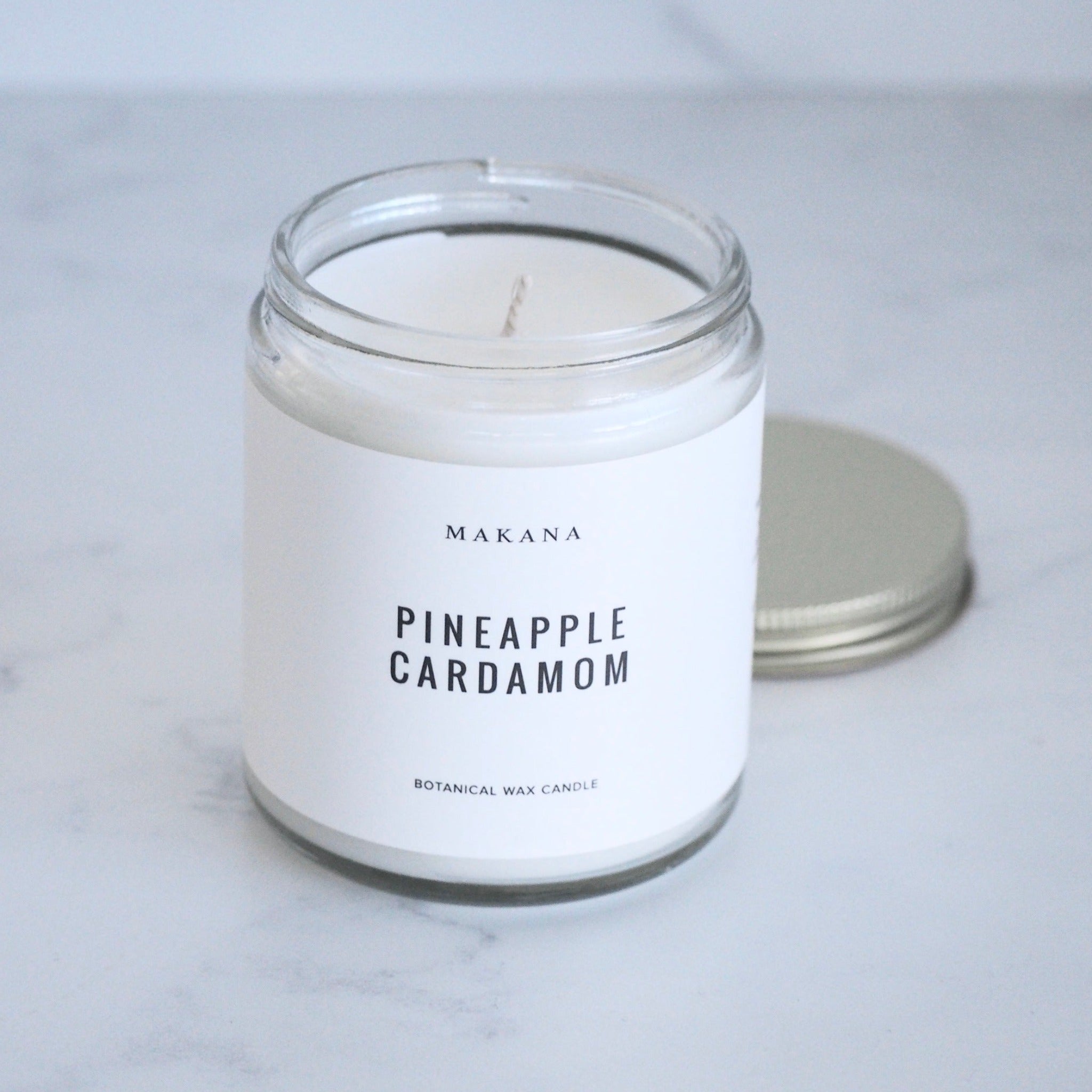 Pineapple Cardamom Scented Soy Wax Candle in Modern Apothecary Jar - Aromatherapy Home Decor for Living Room, Bedroom & Bathroom Relaxation