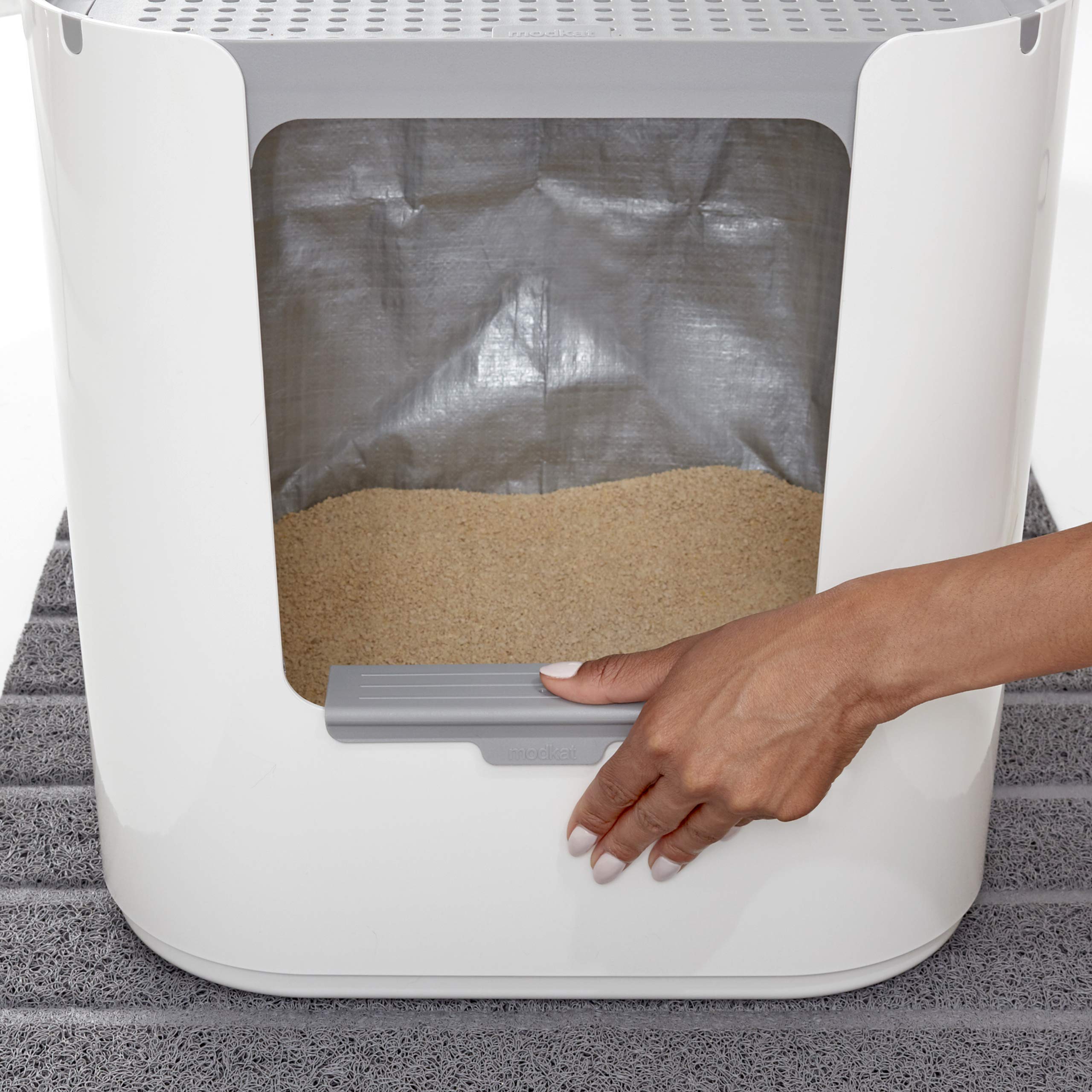 Modkat XL Litter Box - Extra Large Covered Cat Litter Box with Top & Front Entry - Reusable Liners & Tall Base to Contain Mess - Easy Clean Black Cat Toilet for Indoor Cats | Perfect for Small Spaces & Multi-Cat Homes