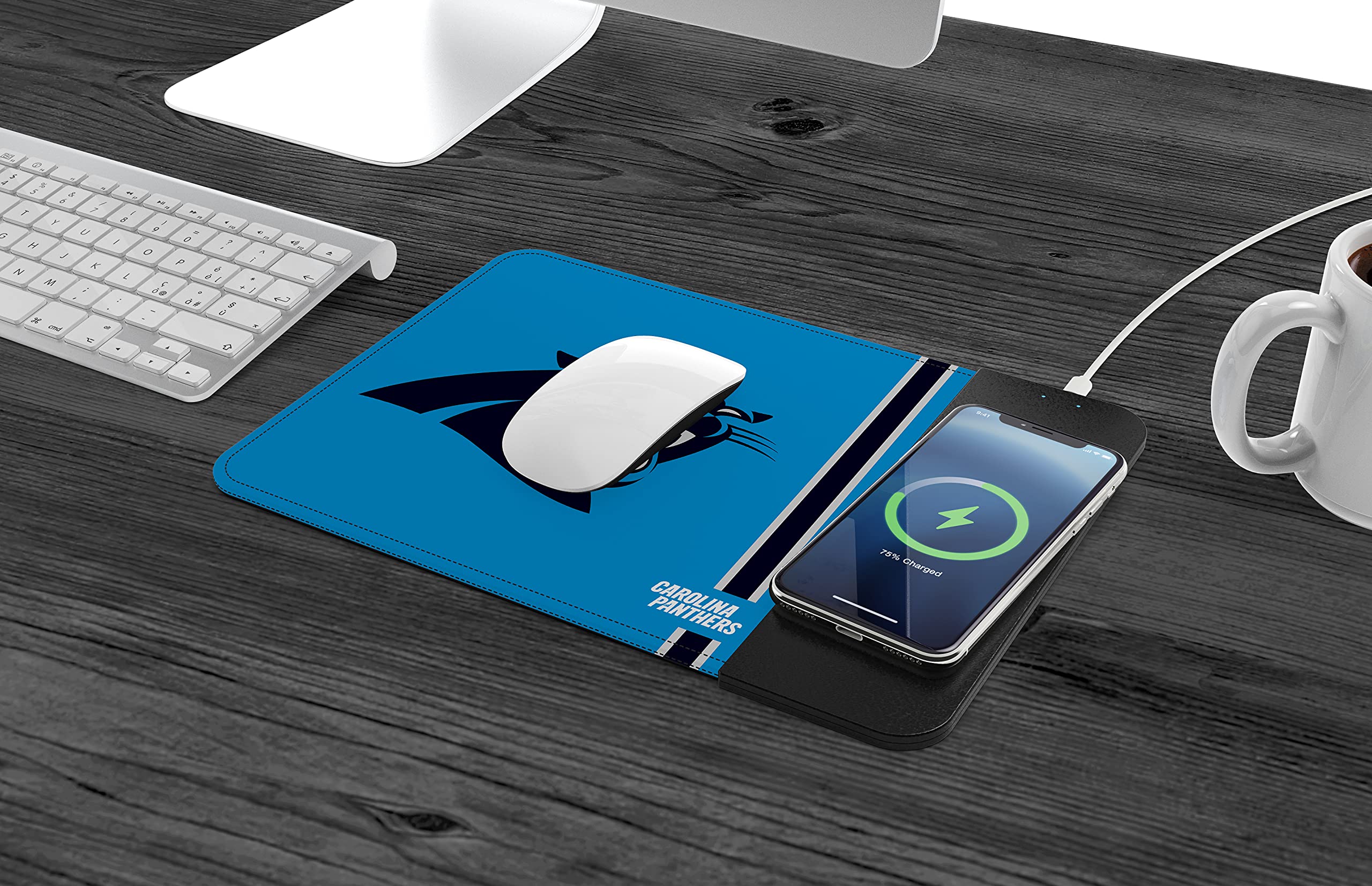 SOAR NFL Team Logo Wireless Charging Mouse Pad - Fast Qi Charging Mousepad for Desk, Compatible with iPhone & Android - Perfect for Office, Gaming & Home Workspace