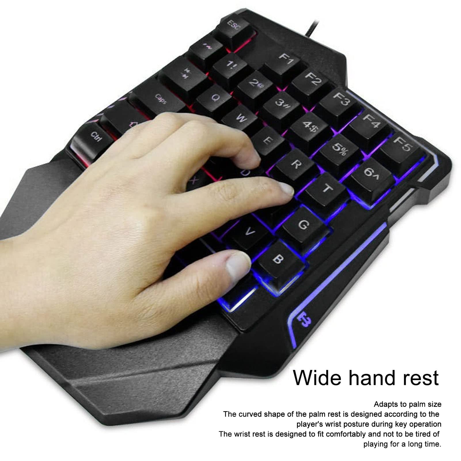 VBESTLIFE One-Handed RGB Gaming Keyboard - Ergonomic USB Wired Keypad with 35 Programmable Keys for PC, Laptop, and Desktop - Perfect for FPS, MMO, and MOBA Gaming
