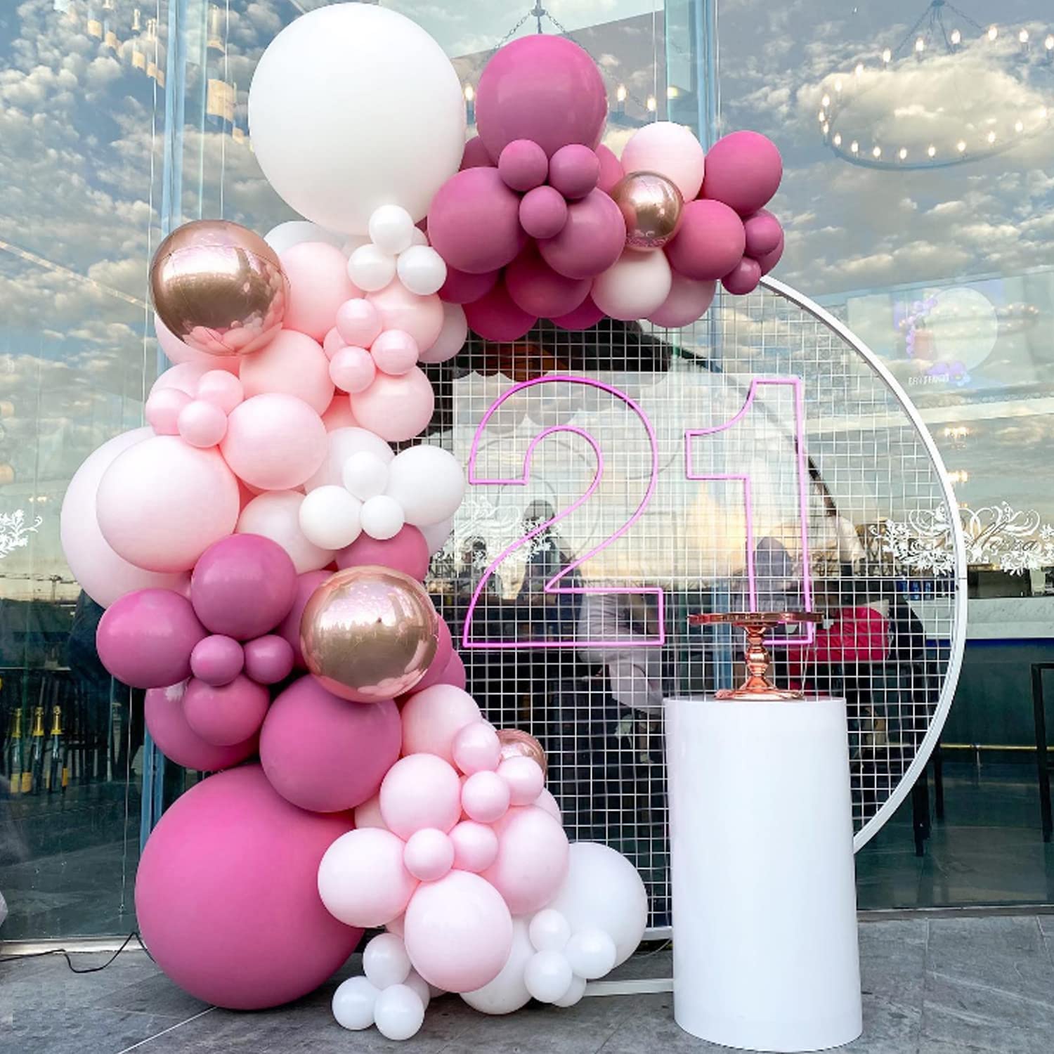 122Pcs Pink Balloons Garland Arch Kit - 18In 12In 5In Rose Red & Baby Pink Latex Balloons with Rose Gold Metallic Balloons for Baby Shower, Bridal Shower, Wedding, Anniversary, Girl Birthday Party Decor - Perfect for Indoor & Outdoor Celebrations