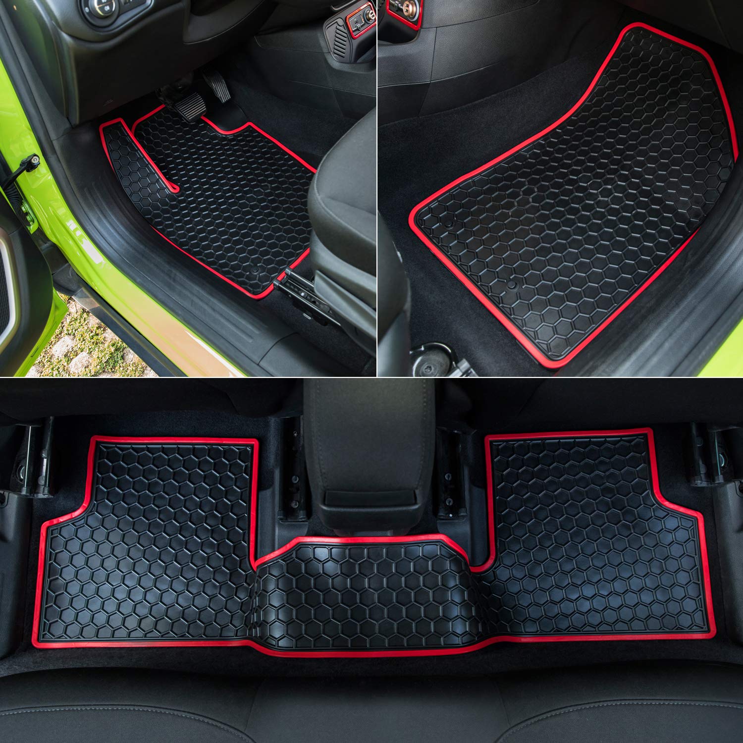 Premium Custom Fit Jeep Renegade 2015-2019 Floor Liners - Heavy Duty All Weather Rubber Mats for Front & Rear Seats | Odorless Protection | 3-Piece Set | Perfect for Off-Roading, Camping & Daily Commutes