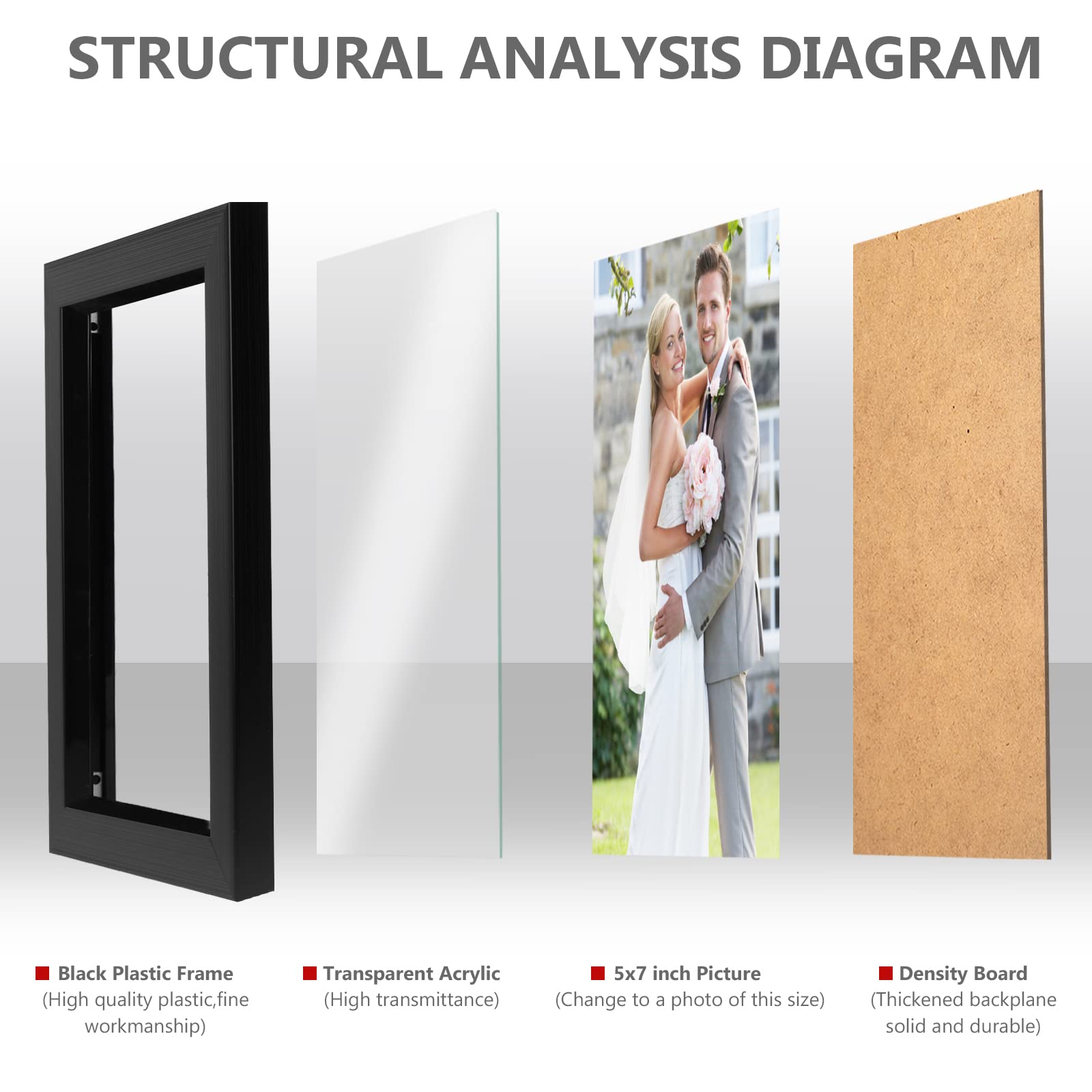 PECULA 2 Pack 4x6 Picture Frames - Black Wall & Tabletop Photo Frames with Clear Glass Display - Perfect for Home Decor, Office, Wedding Photos & Family Memories