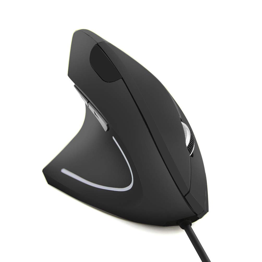 FLY WAY Ergonomic Left Handed Vertical Mouse - USB Wired Gaming Mouse with 800/1200/1600 DPI, 6 Buttons for PC, Laptop, Mac - Perfect for Office Work, Graphic Design & Long Computer Sessions (Left Hand Edition)