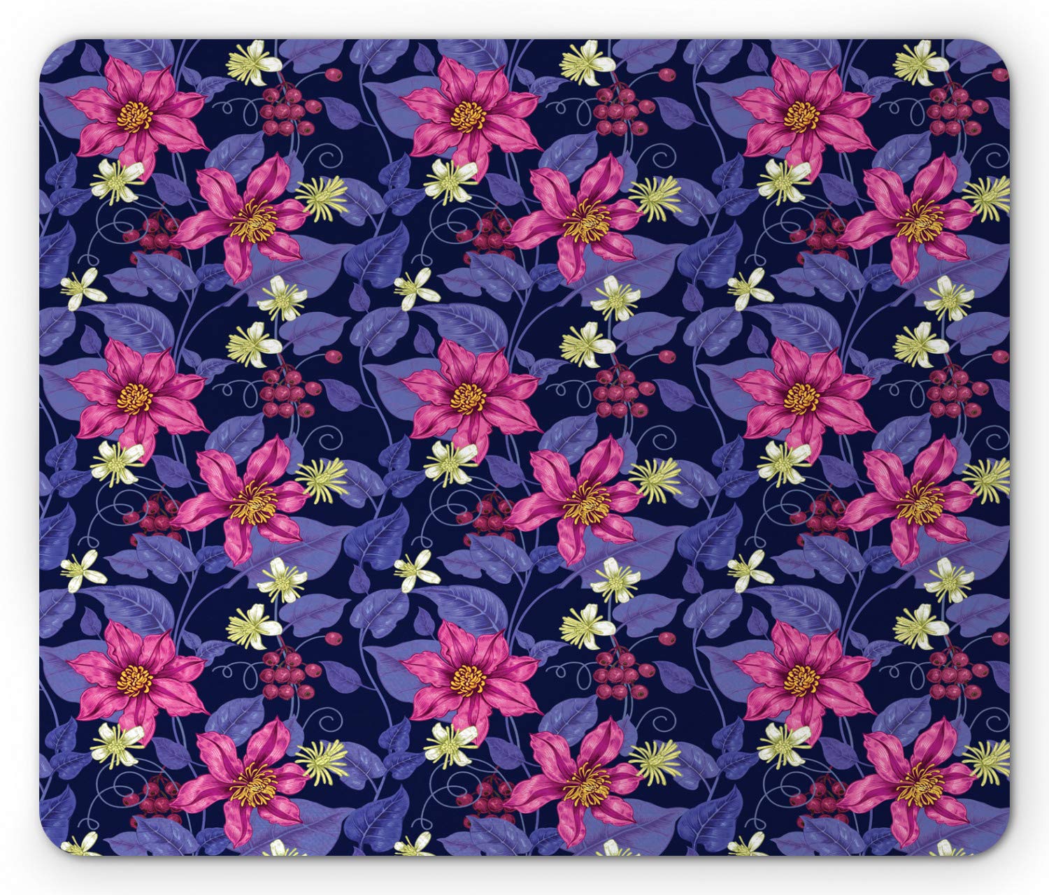 Ambesonne Floral Mouse Pad - Tropical Orchid Rainforest Design, Non-Slip Rubber Base, Standard Size (Violet/Magenta/Indigo) for Office, Gaming & Home Computer Use