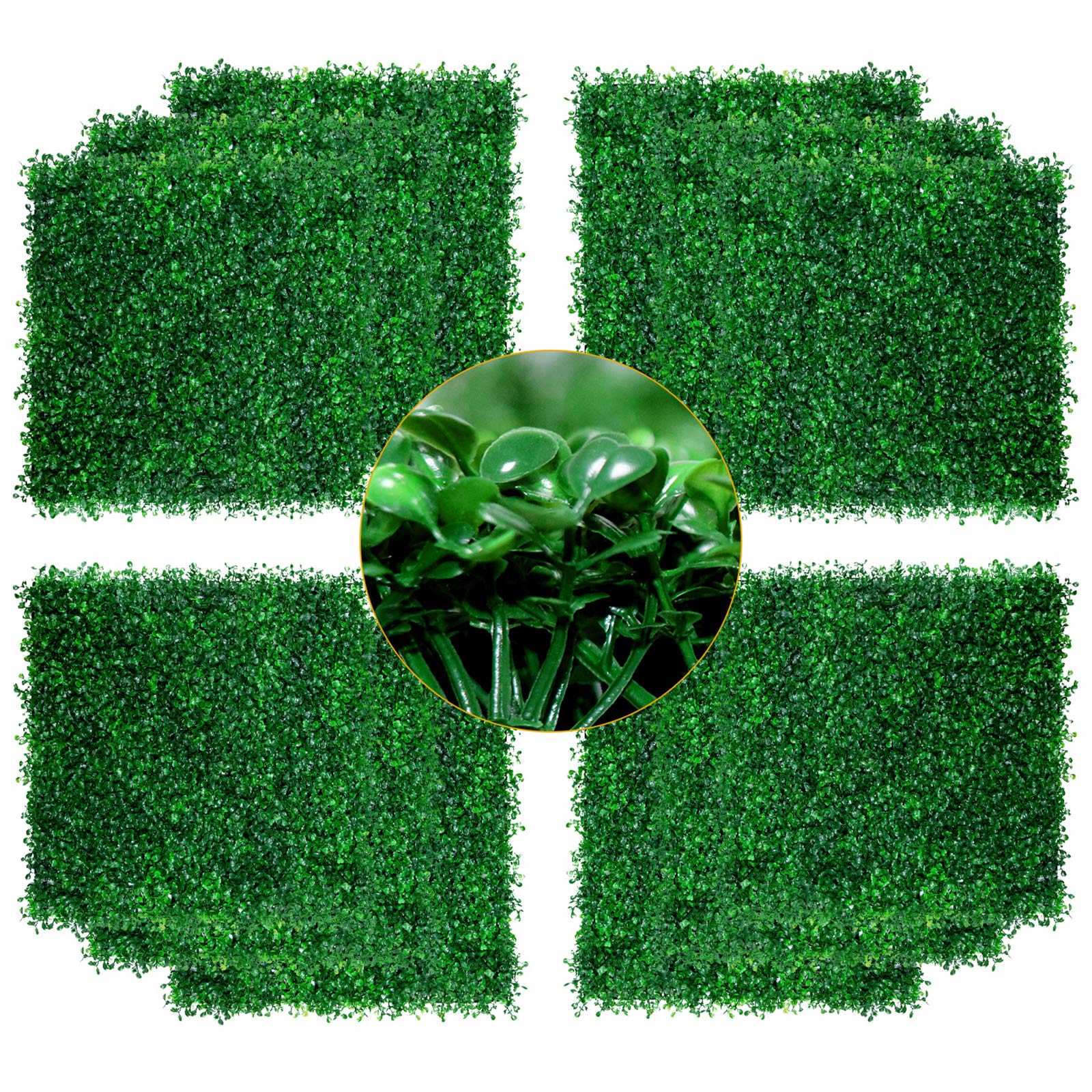 DQS Artificial Boxwood Panels - Set of 12 Faux Hedge Wall Panels, 20