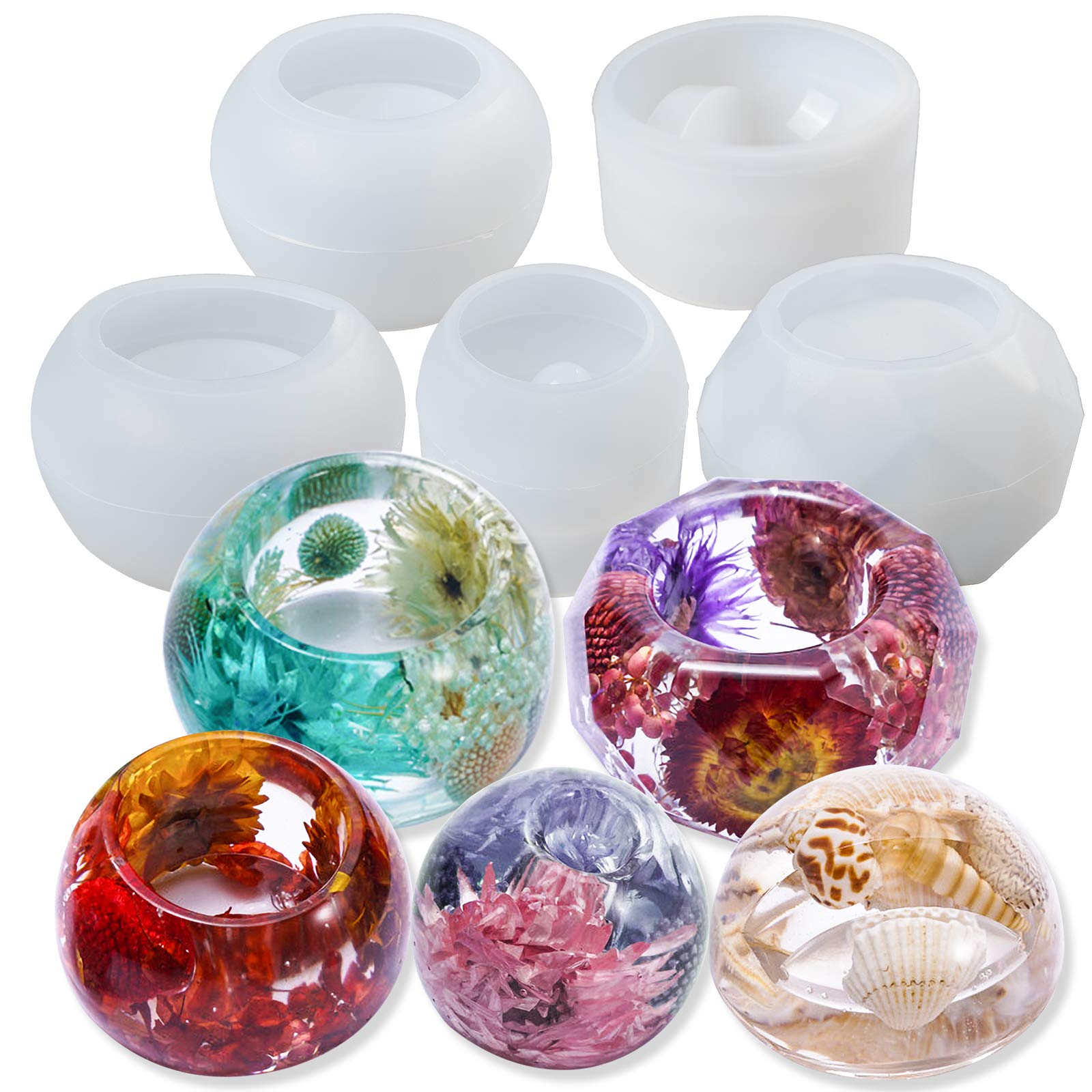 5-Pack Silicone Resin Molds for Epoxy Casting - Pen Holder DIY Craft Molds (2.2-3.5 inch Diameter) for Concrete, Cement, Polymer Clay & Plaster - Perfect for Office Organizers & Art Projects
