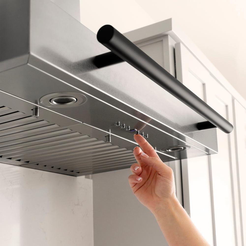 ZLINE KB4STZ MB Autograph Edition Convertible Range Hood - Stainless Steel with Matte Black Accents | Professional Kitchen Ventilation for Modern Homes | Perfect for Gas Stoves, Cooking Areas & Open Concept Kitchens