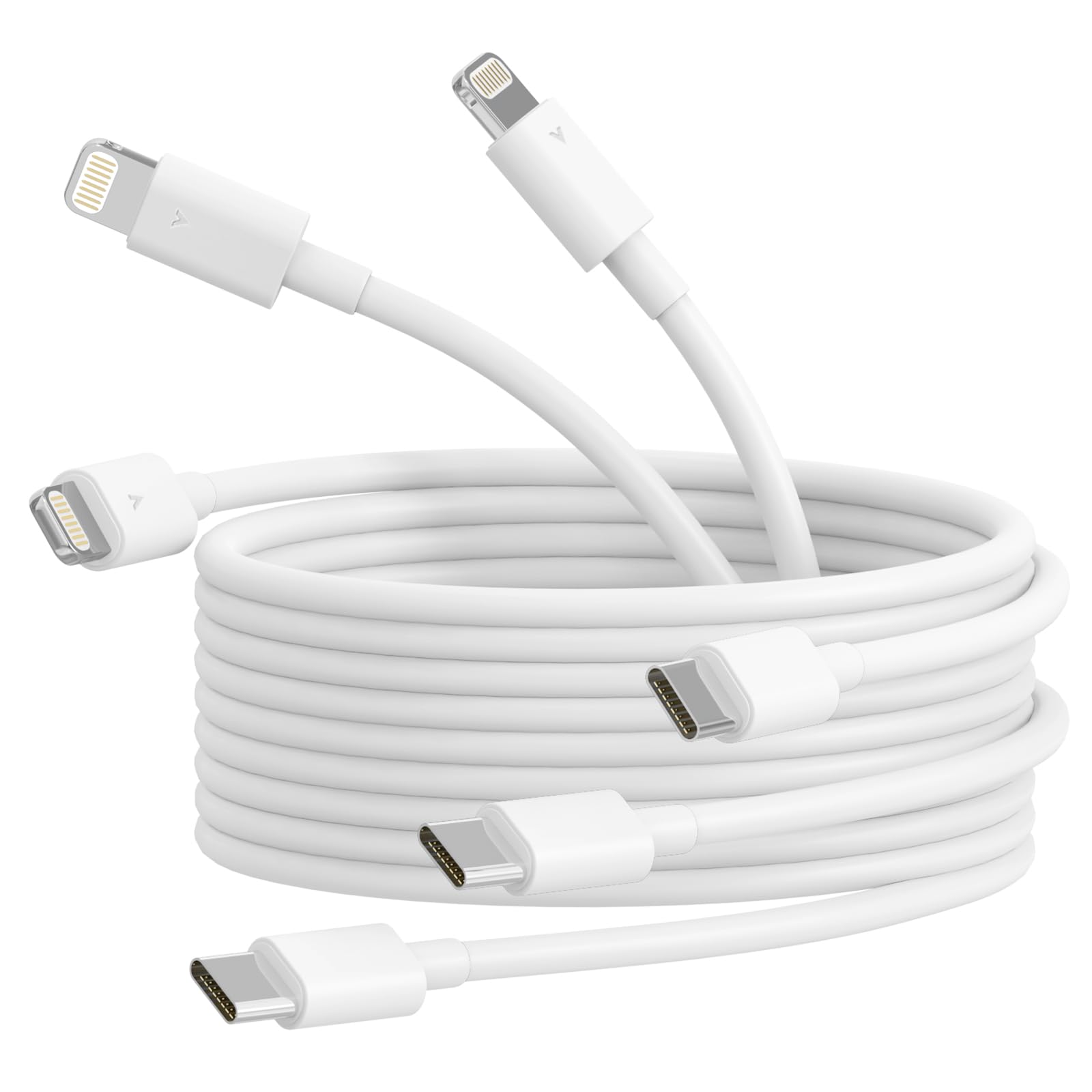 3-Pack 6ft USB C to Lightning Cable [Apple MFi Certified] - Fast Charging Type C Cable for iPhone 14/13/12/11/XS/8 & More - Perfect for Home, Office & Travel Charging