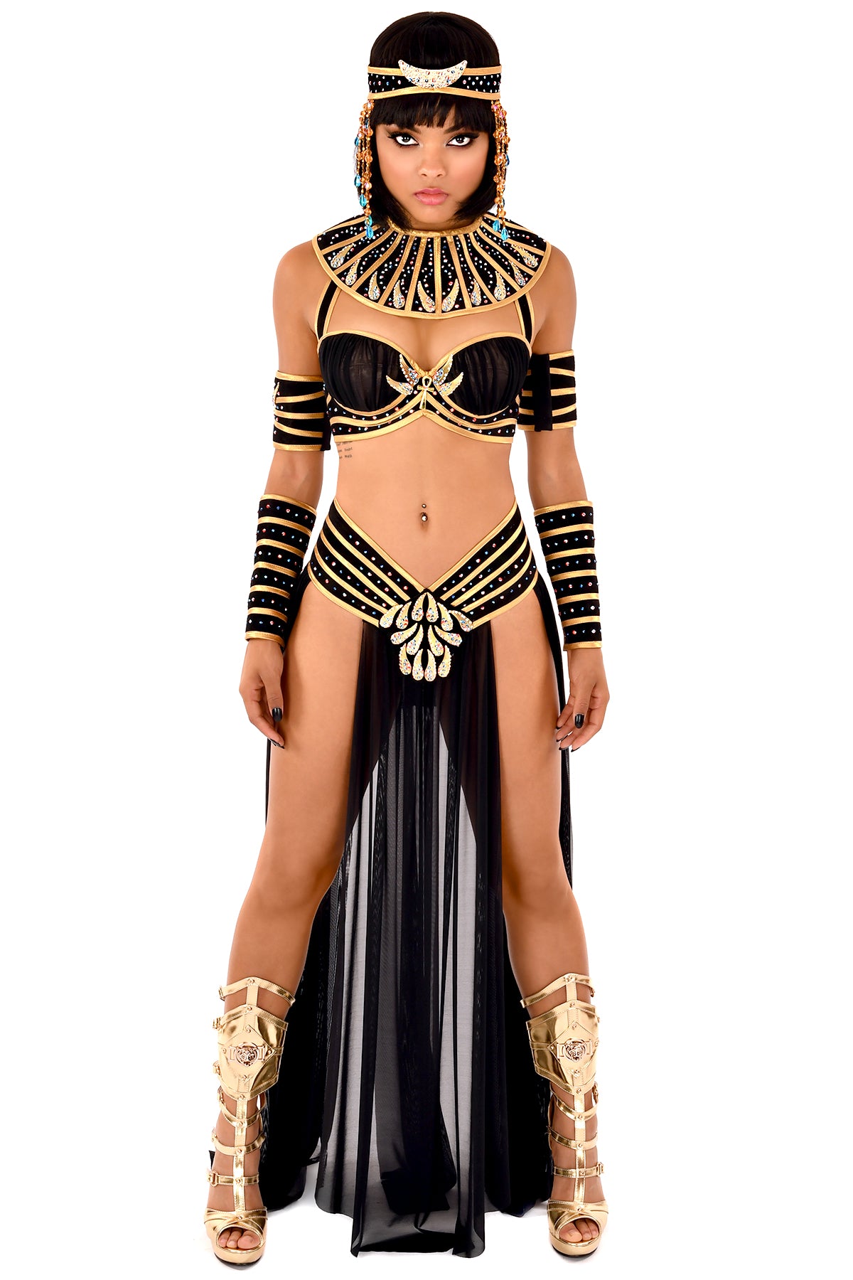 Nefertiri Upper Arm Cuffs (Pair) - Elegant Egyptian-Inspired Arm Jewelry for Women - Perfect for Costume Parties, Belly Dancing & Boho Fashion