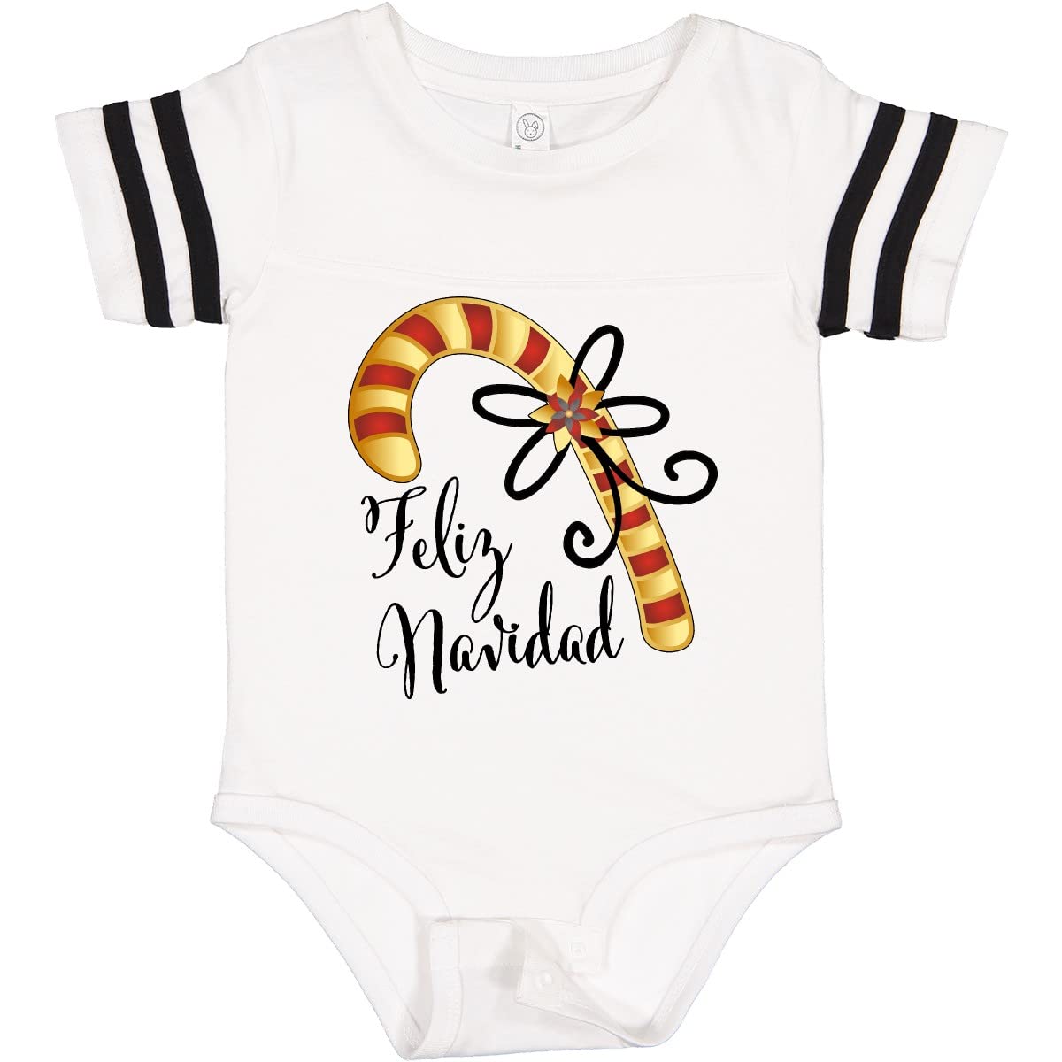 Inktastic Feliz Navidad Red and Gold Candy Cane Baby Bodysuit - Christmas Holiday Outfit for Infants, Newborns & Toddlers - Perfect for Family Photos, Holiday Parties & Gift Giving