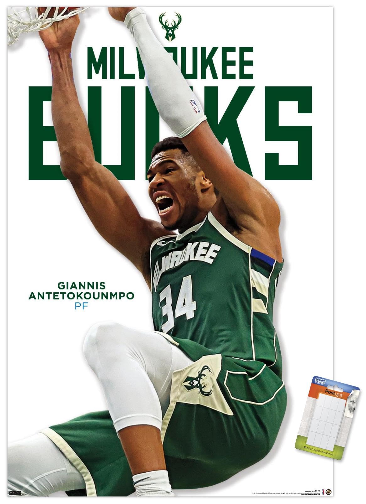 NBA Milwaukee Bucks Giannis Antetokounmpo Feature Series 24 Wall Poster - Basketball Room Decor for Fans & Sports Memorabilia Collectors