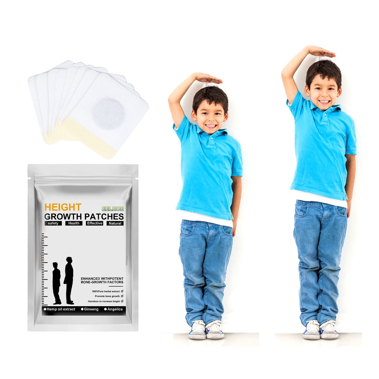 8PCS Height Growth Stimulating Foot Patches for Adults & Teens - Acupuncture Foot Stickers for Bone Growth & Height Increase - Use for Daily Height Enhancement & Posture Support