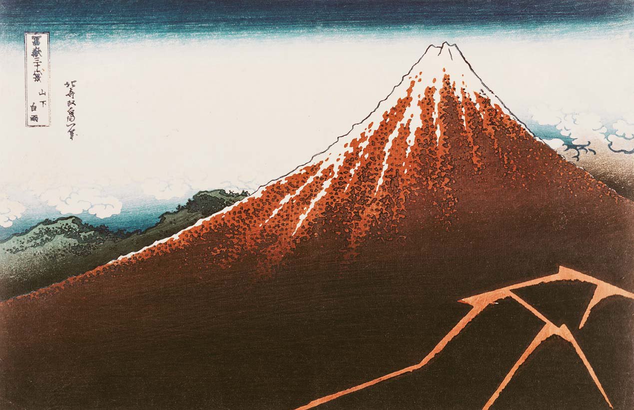 Wallhogs Hokusai Fuji Above The Lightning 18th Century Japanese Art Glossy Poster 23x36 Inches - Perfect for Home Decor, Office Wall Art & Gift Ideas