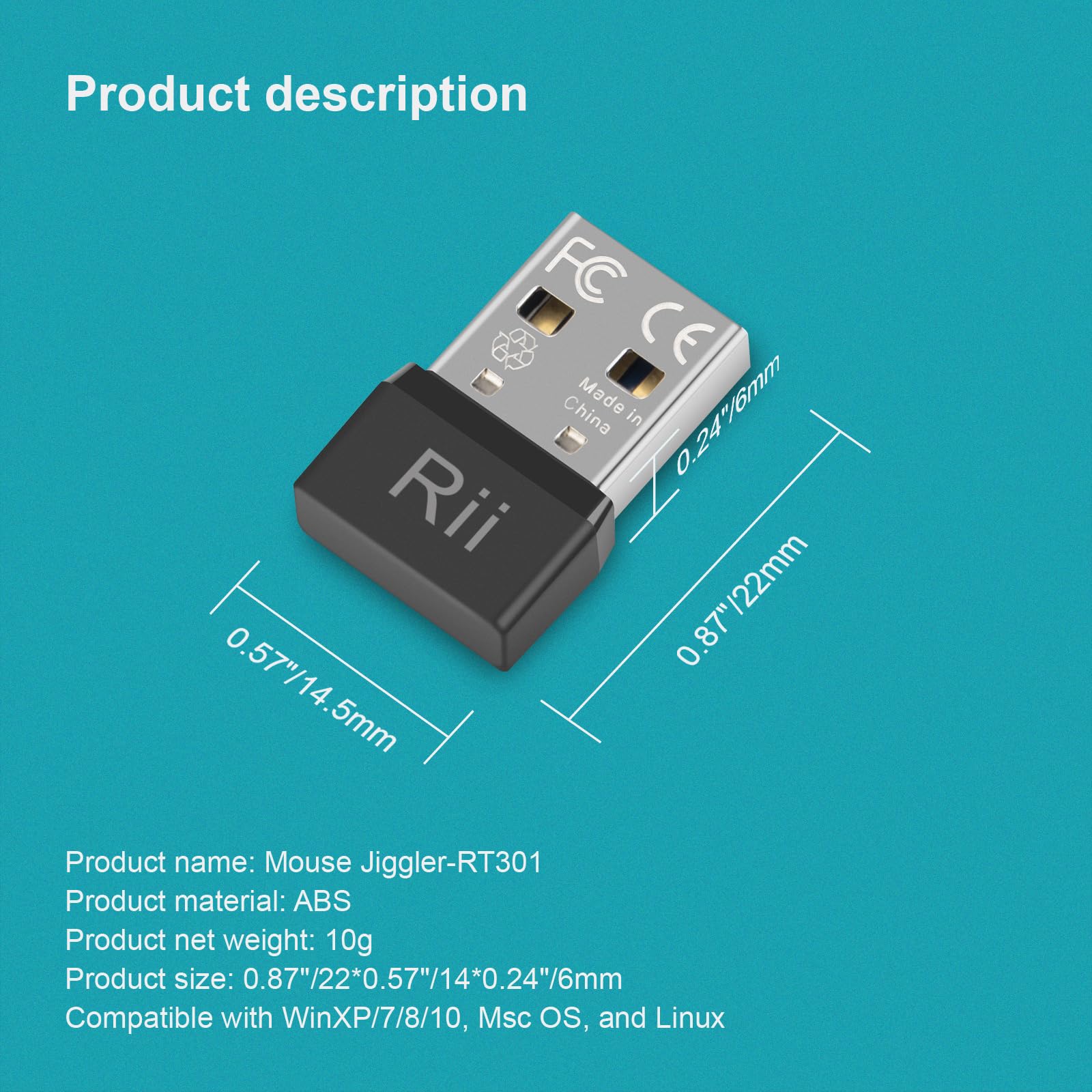 Rii Mouse Jiggler - Undetectable Automatic USB Mouse Mover for PC & Laptop - Simulate Mouse Movement to Prevent Sleep Mode - Plug & Play (2-Pack) - Perfect for Remote Work, Online Meetings & System Updates