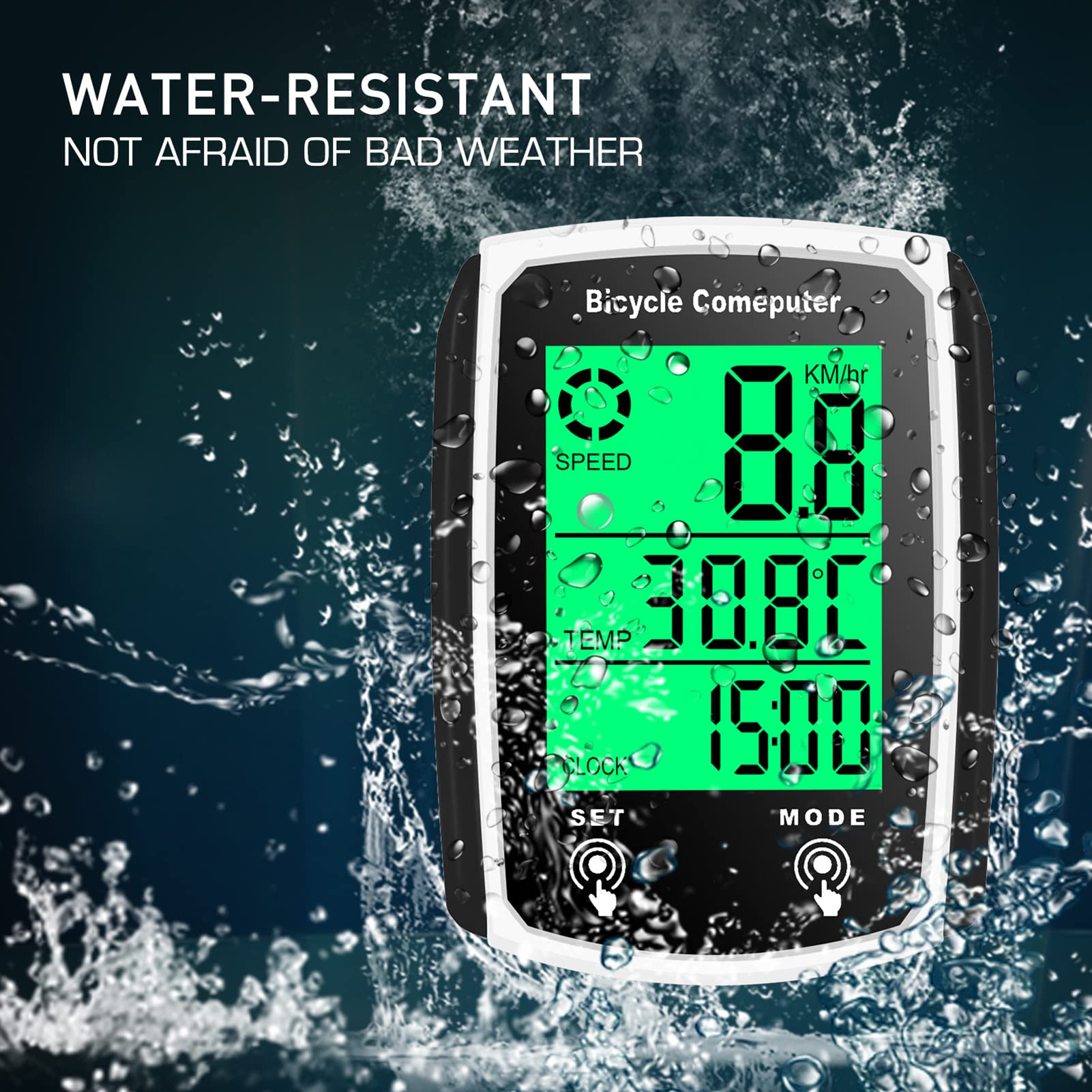 HUIOP Wired Bike Computer - 19 Function Touchscreen Bicycle Speedometer with Backlight & Waterproof Design | Perfect for Road Cycling, Mountain Biking & Indoor Training