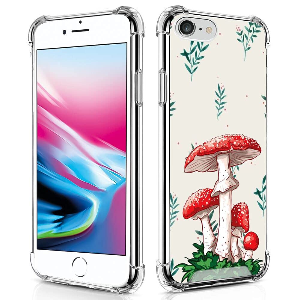 Premium Clear Shockproof Case for iPhone SE 2020/iPhone 7/iPhone 8 (4.7 Inch) - Slim Transparent Bumper with Mushroom Design - Perfect for Outdoor Adventures & Daily Protection
