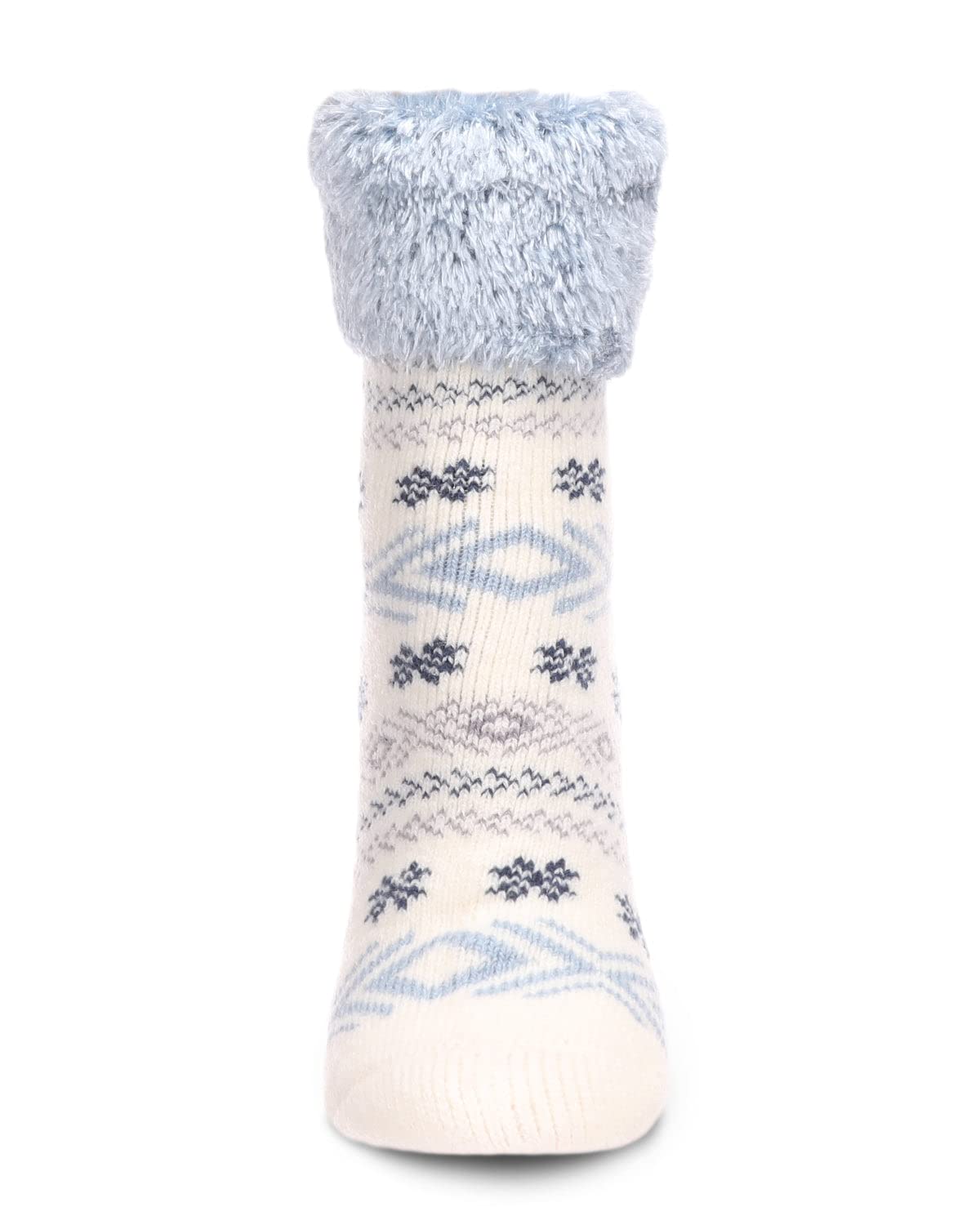 MeMoi Women's Fair Isle Knit Plush Lined Cabin Socks - Warm Winter Slipper Socks for Cozy Home, Christmas Gifts & Cabin Retreats