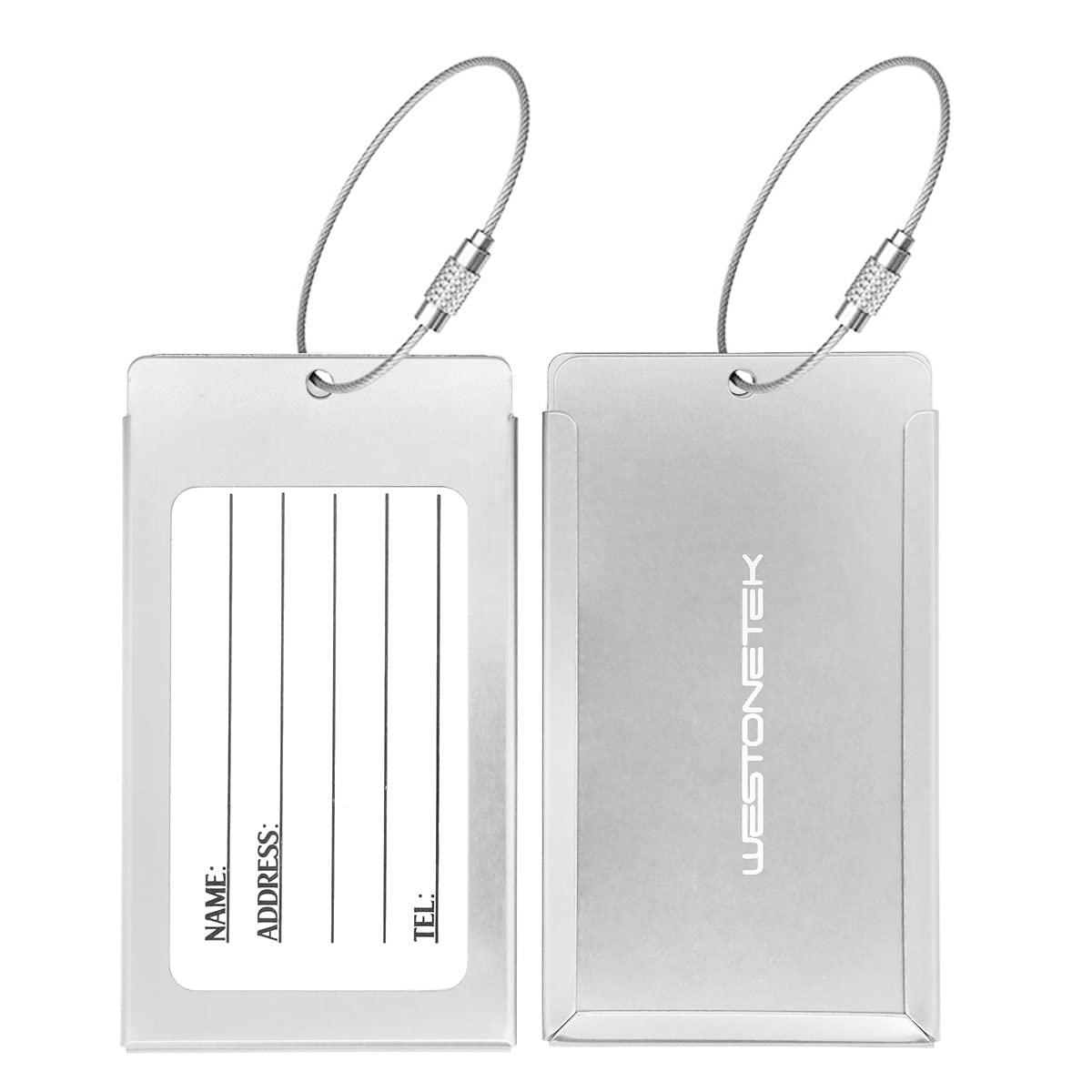 2 Pack Durable Aluminum Luggage Tags - Personalized Travel ID Name & Address Labels for Suitcases, Bags, Backpacks | Perfect for Airports, Cruises & Business Trips