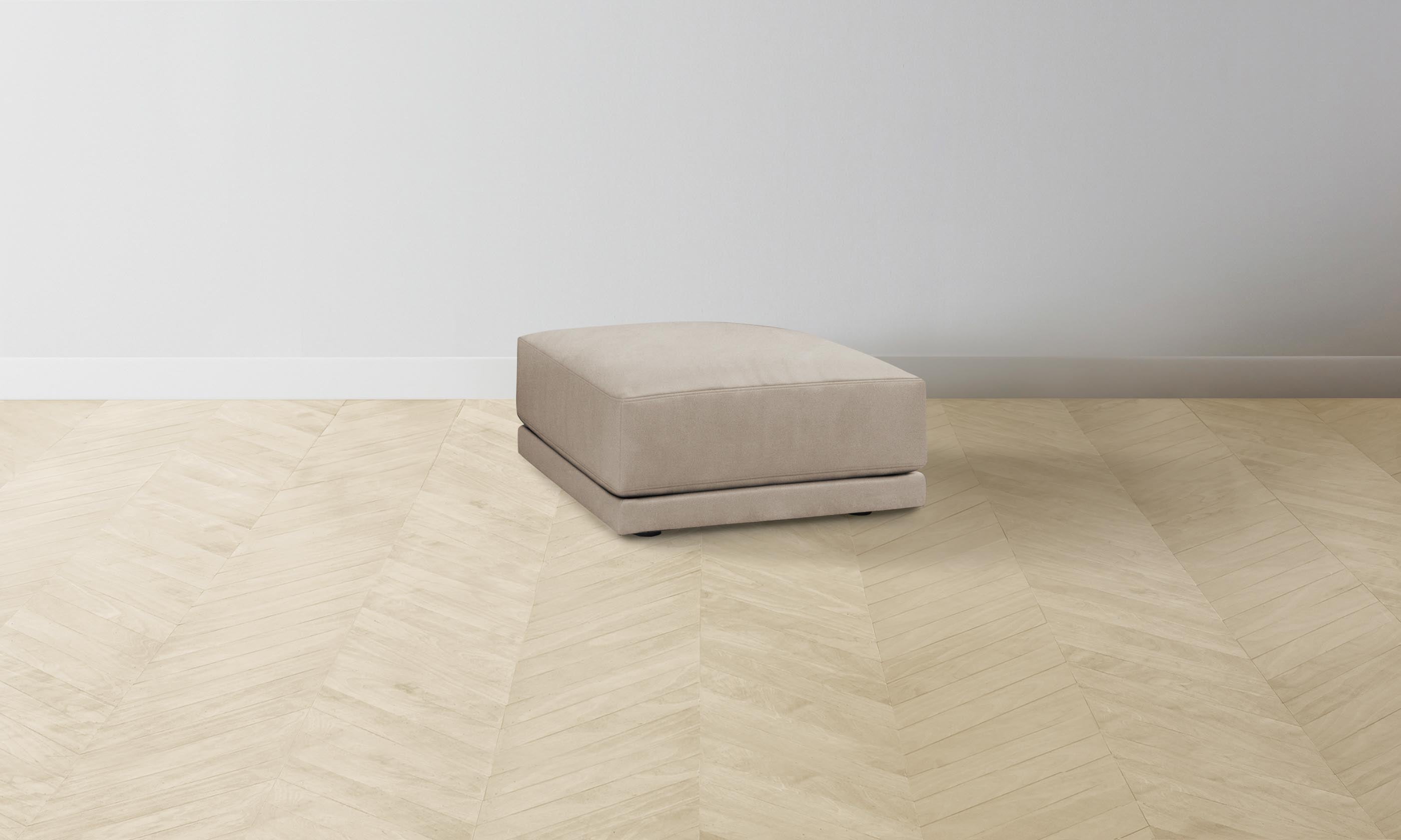 Premium Nubuck Leather Ottoman in Fawn Color - The Jones Ottoman for Living Room, Bedroom & Office Comfort