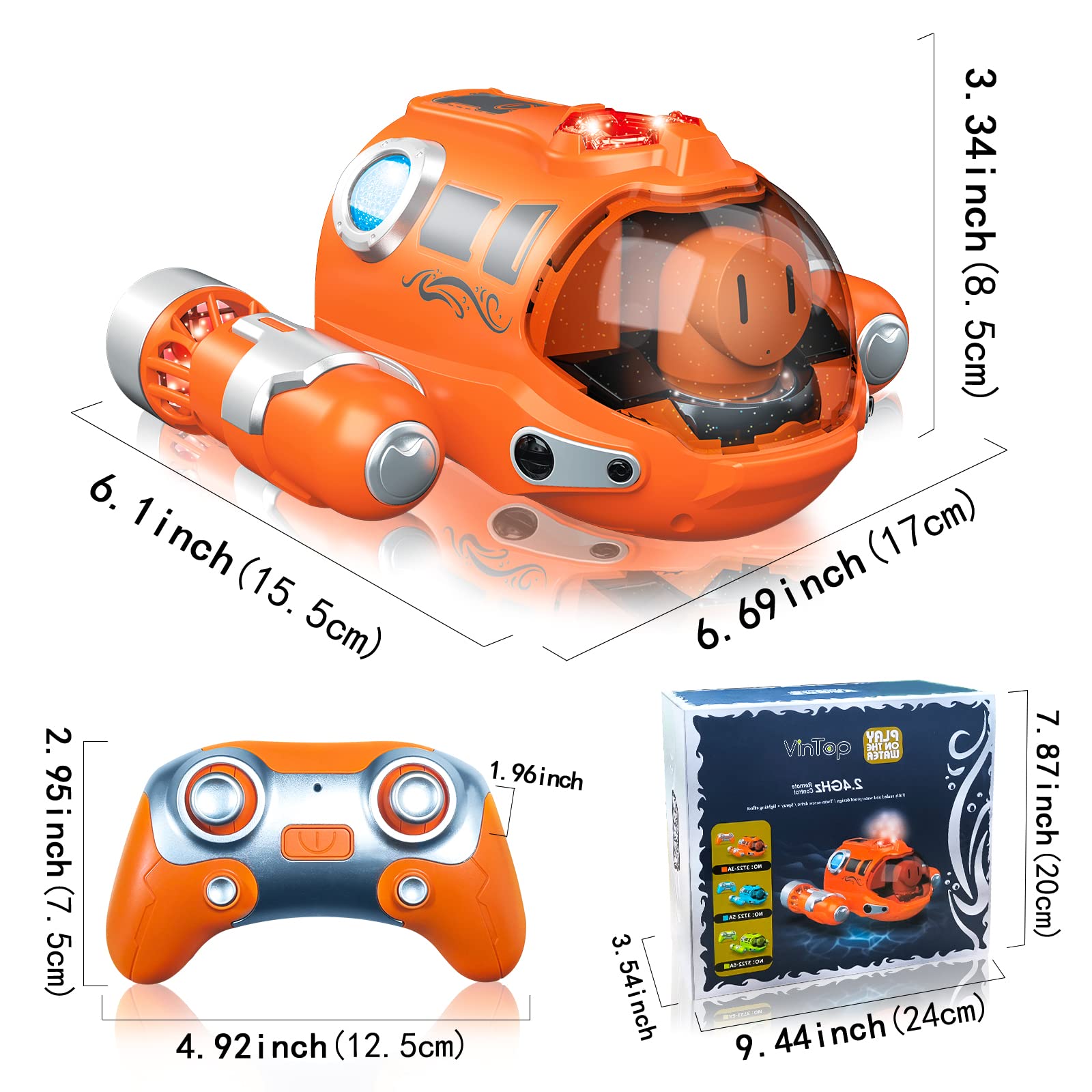 **VINTOP Remote Control Boat for Kids - 2.4GHz RC Spray Gas Boat with Rechargeable Battery, Water Toys for Ages 6-12, Light-Up Indoor & Outdoor Summer Fun, Birthday Gift for Boys & Girls - Perfect for Pool, Lake, and Beach Play**